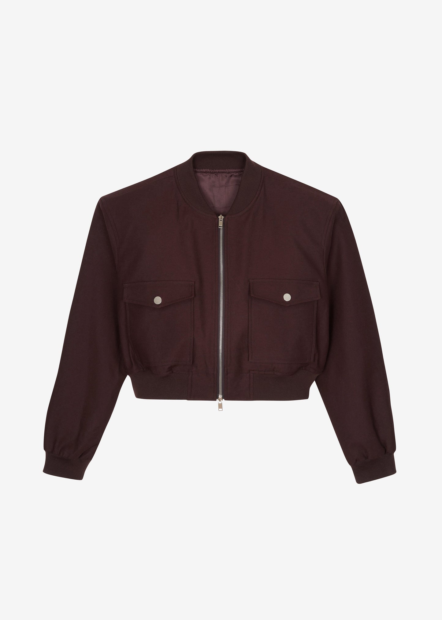 Pomona Crop Bomber Jacket - Burgundy