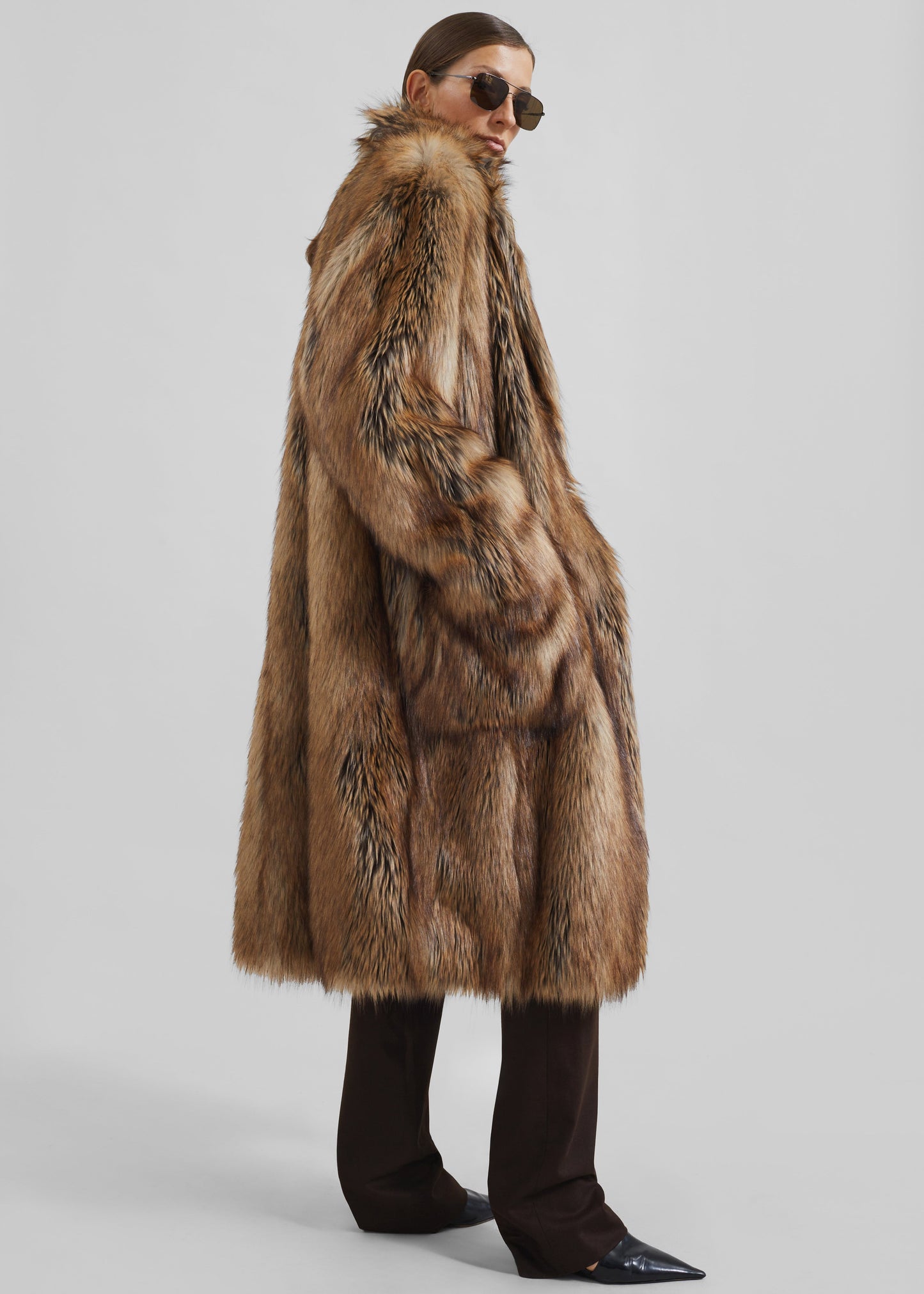 Rella Faux Fur Coat - Camel