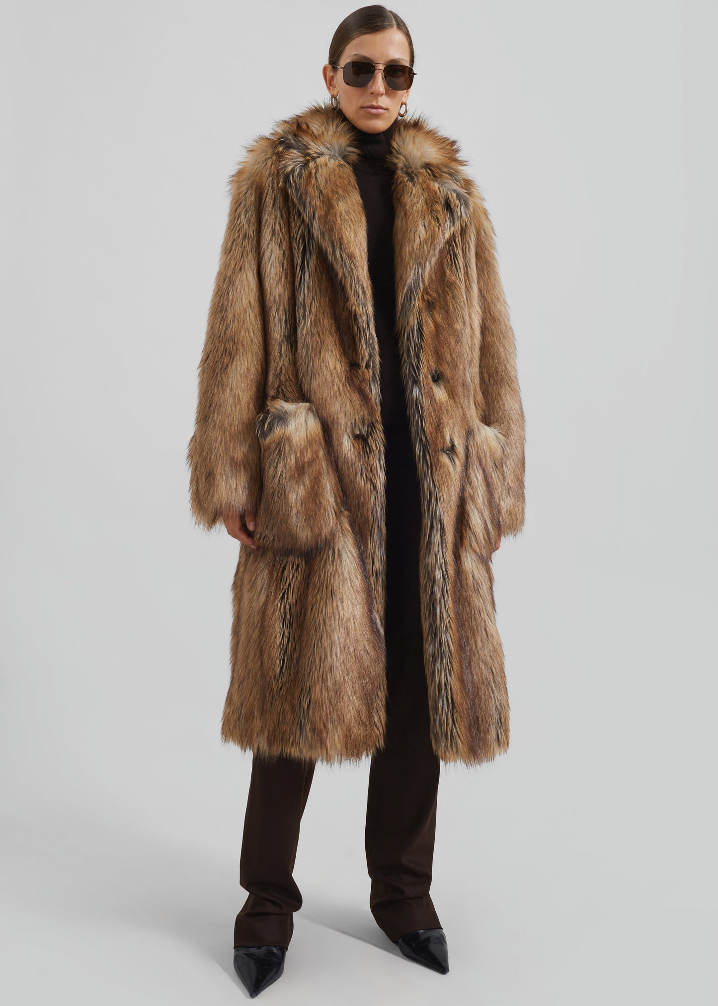 Rella Faux Fur Coat - Camel