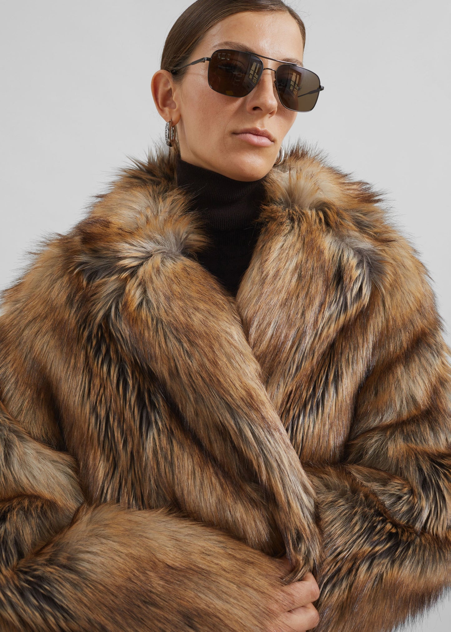 Rella Faux Fur Coat - Camel