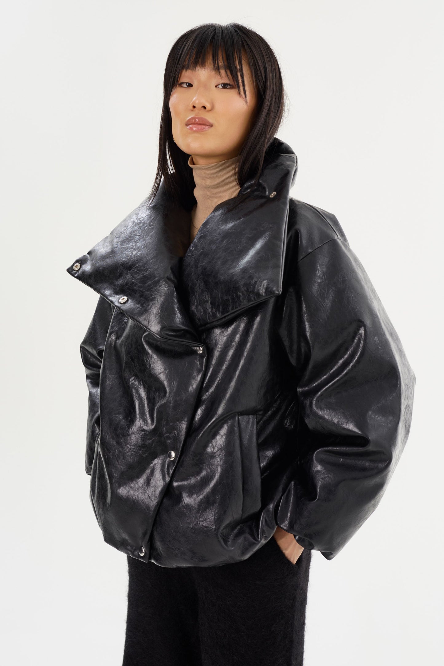 RONNIE | Faux Leather Puffer Jacket