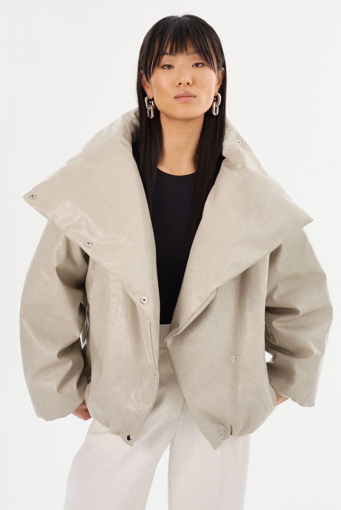 RONNIE | Faux Leather Puffer Jacket