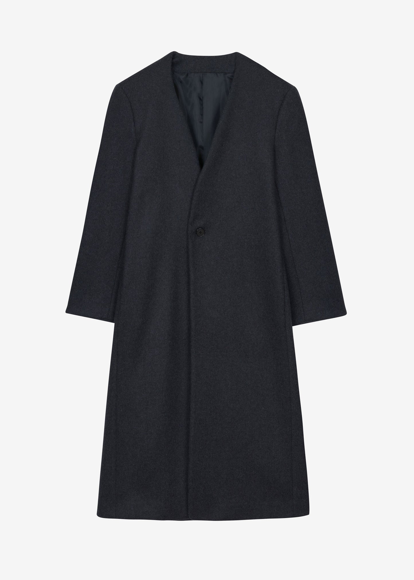 Sabel Collarless Wool Coat - Dark Grey Melange