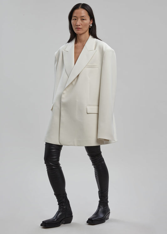 Sadie Oversized Double Breasted Blazer - Cream