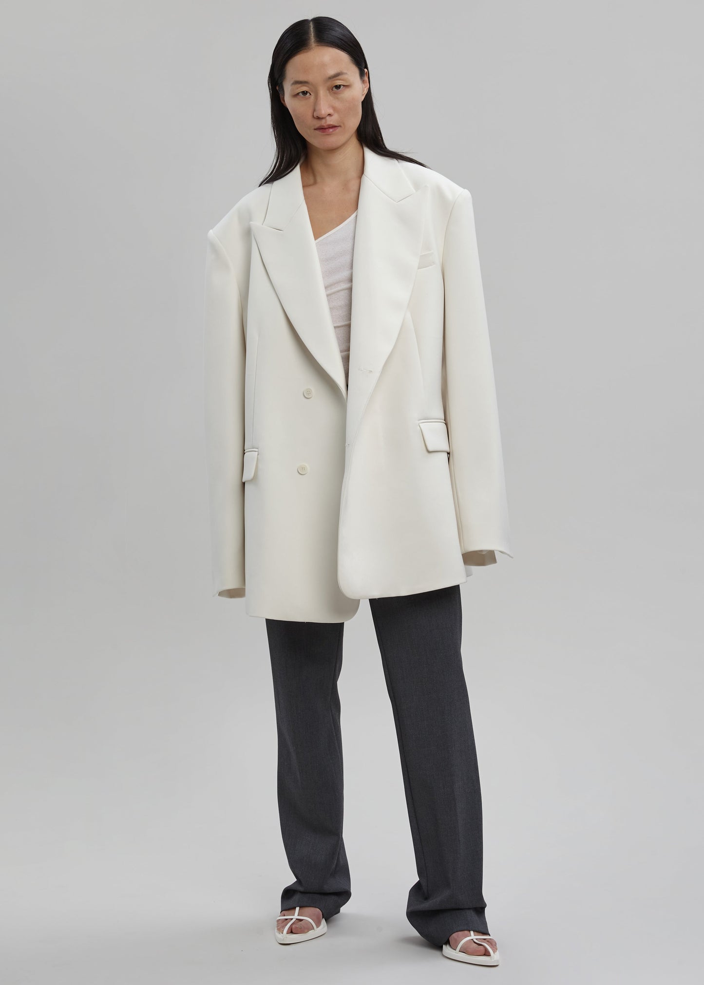 Sadie Oversized Double Breasted Blazer - Cream