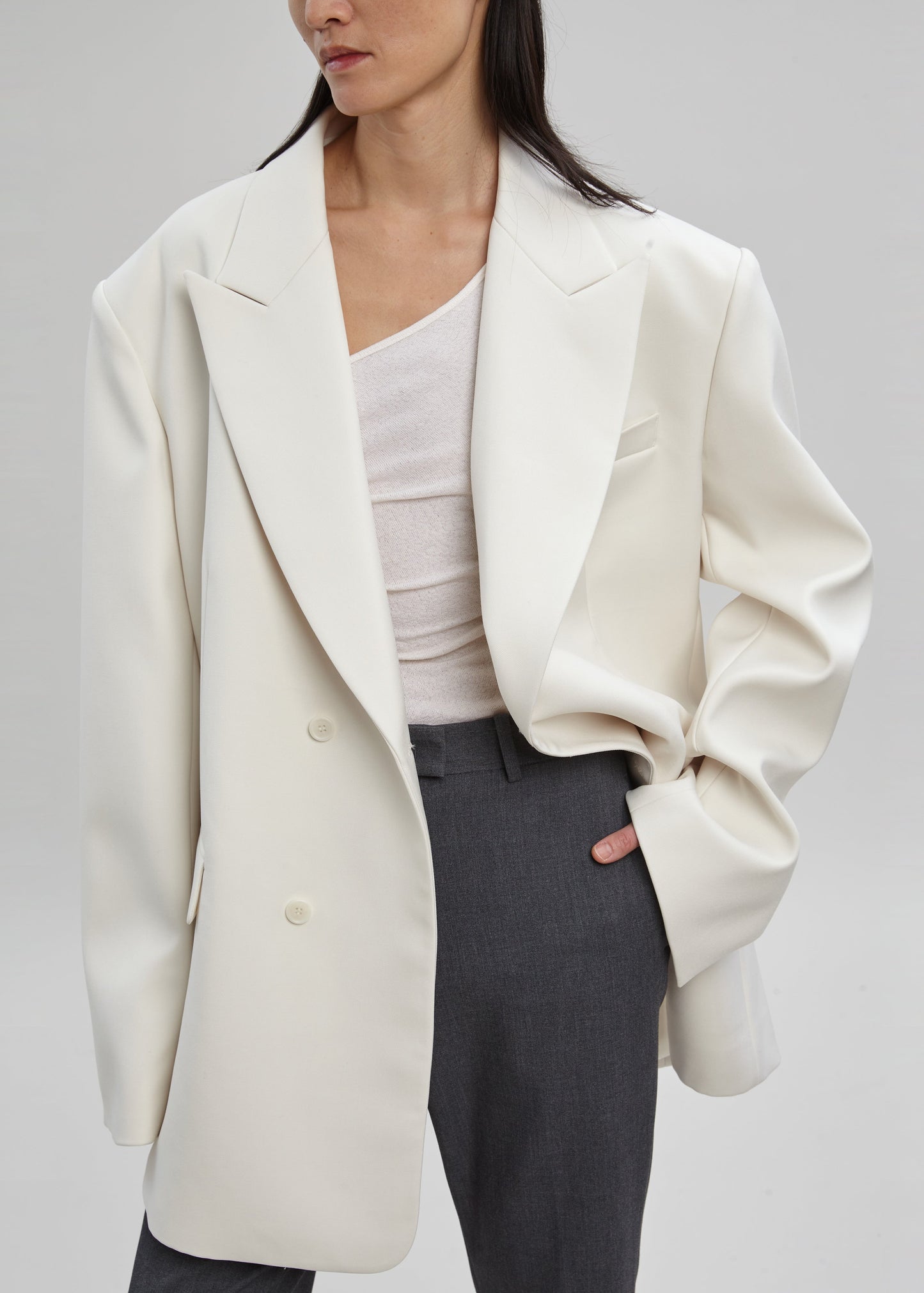 Sadie Oversized Double Breasted Blazer - Cream