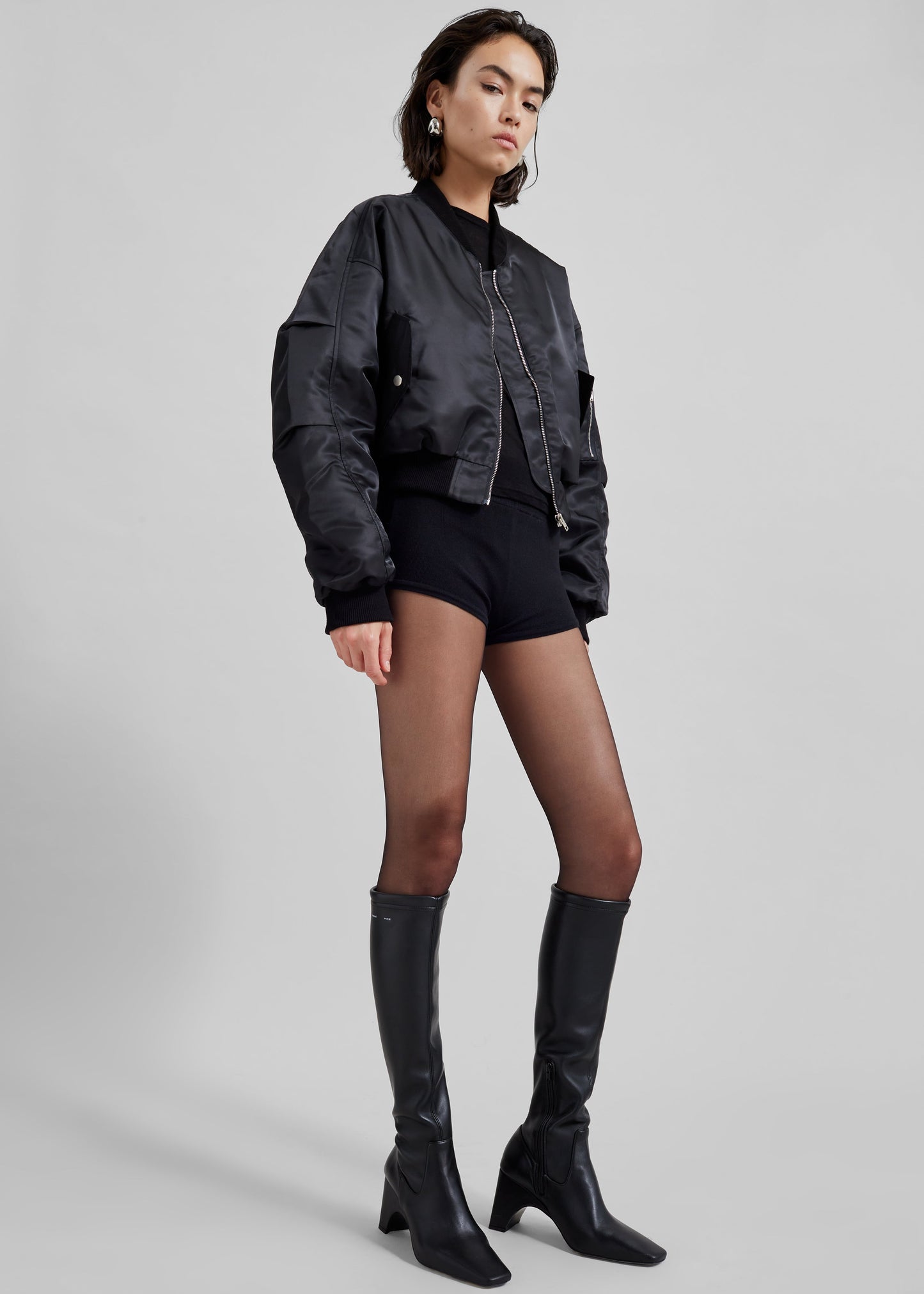 Sana Oversized Cropped Bomber x Barbie™ - Black