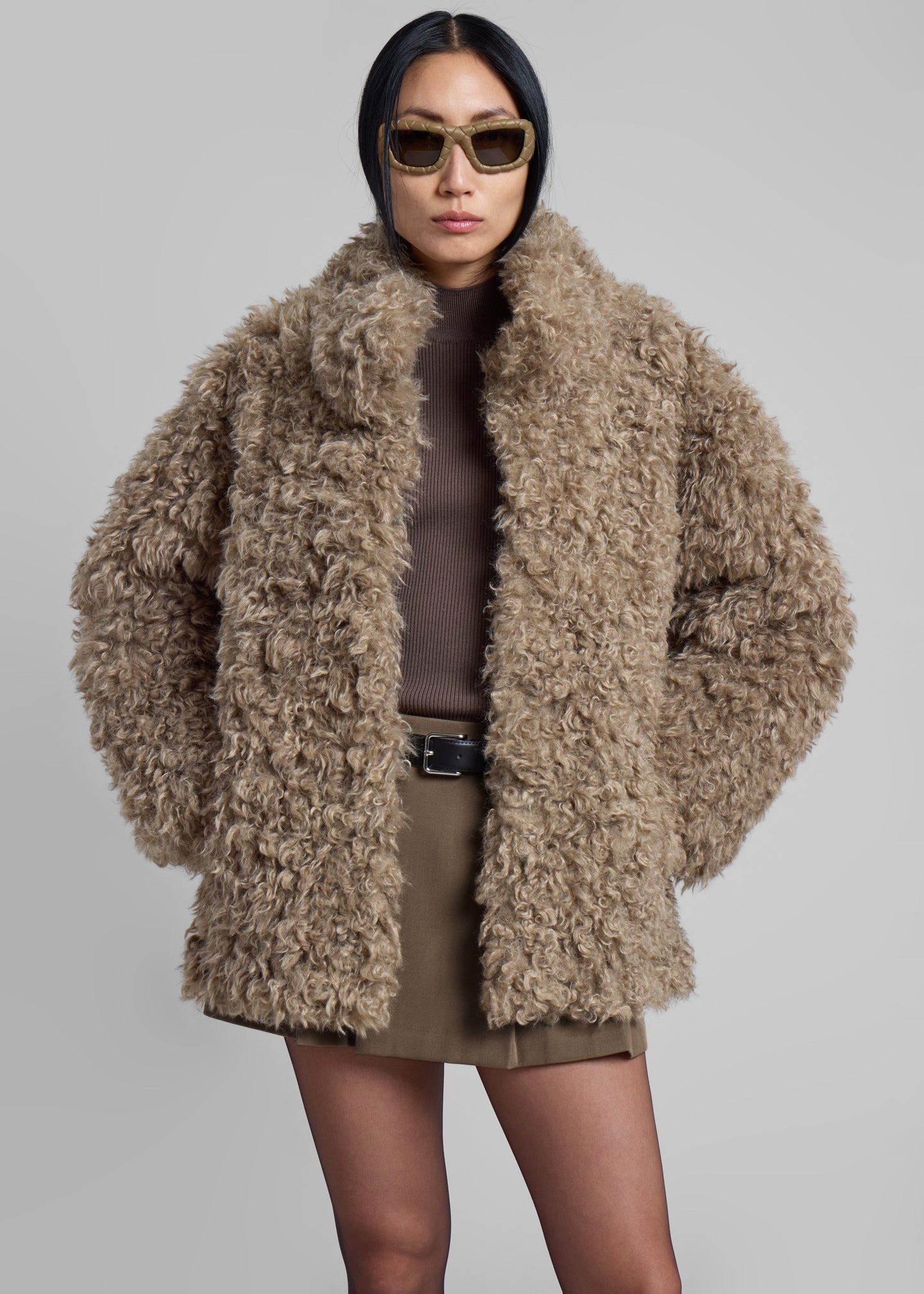 Scotia Faux Shearling Jacket - Beige