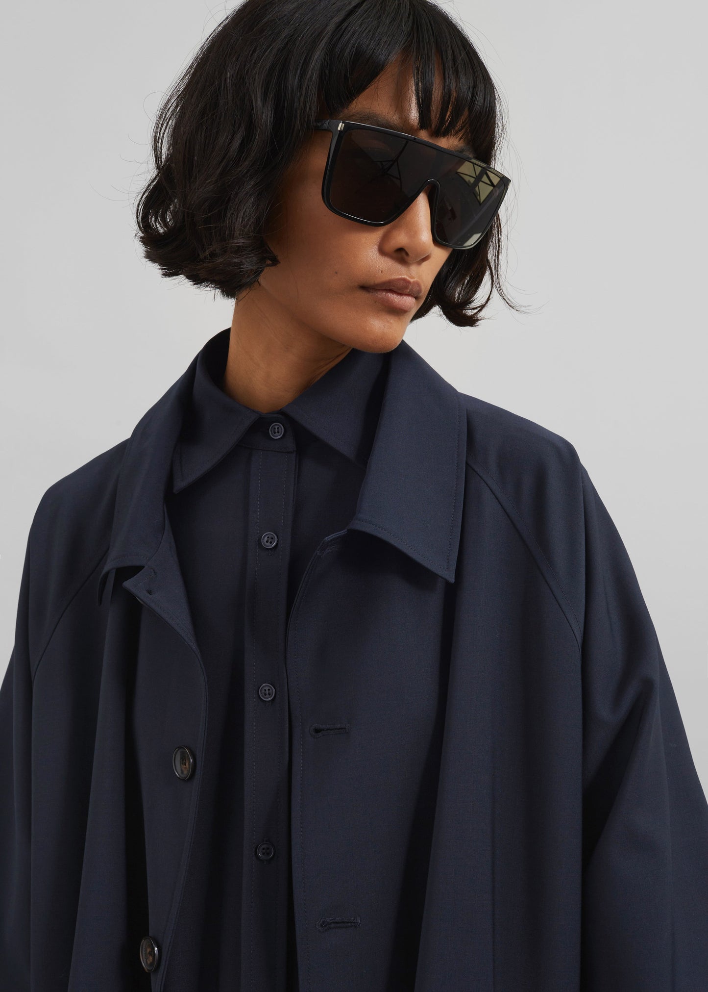 Shay Trench Coat - Dark Navy