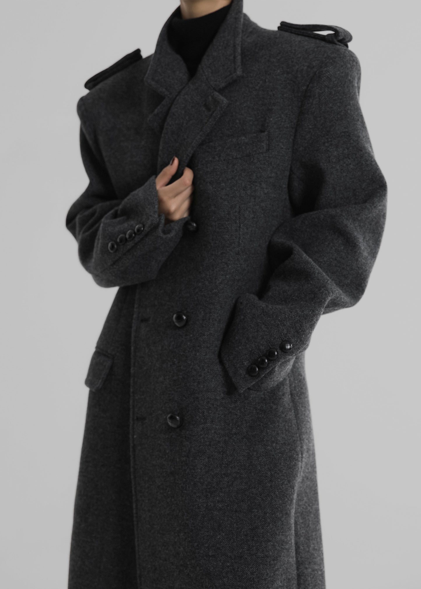 Somerset Herringbone Coat - Grey