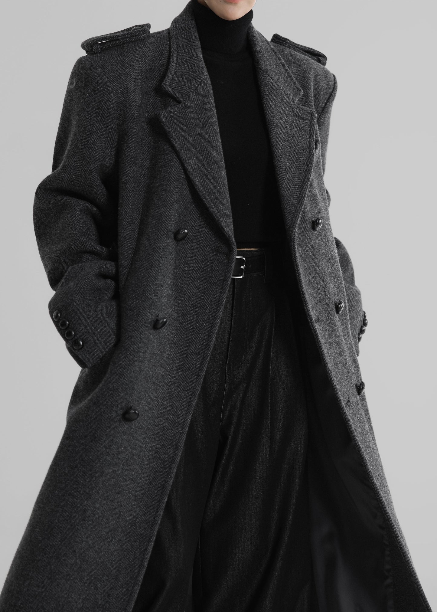 Somerset Herringbone Coat - Grey