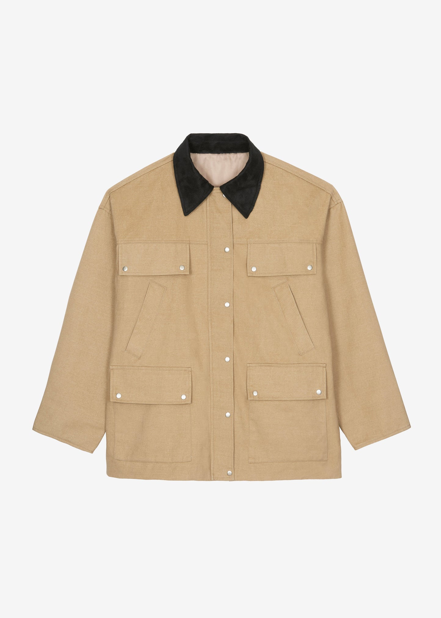 Stevan Contrast Collar Cargo Jacket - Beige