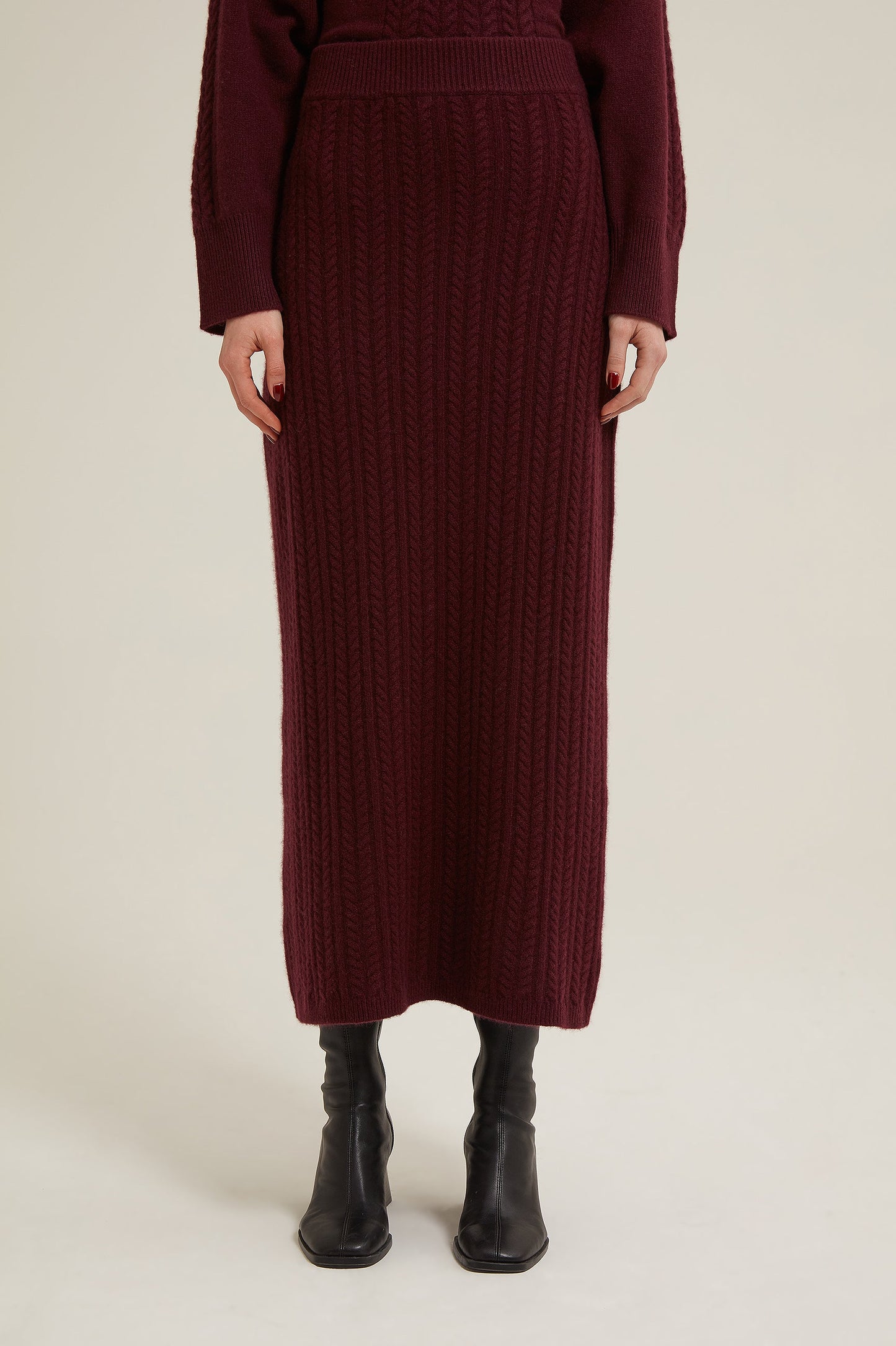 Shea Cable Stitch Cashmere Skirt