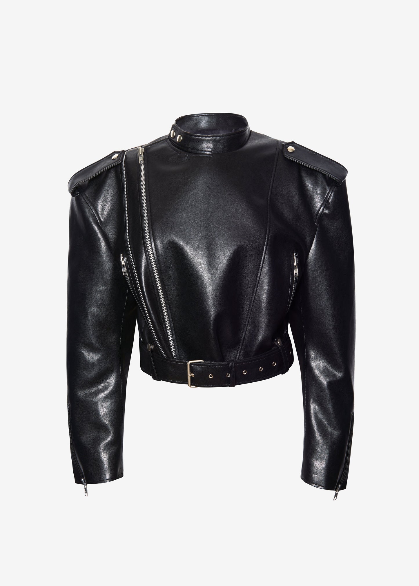 Teagan Boxy Faux Leather Jacket - Black