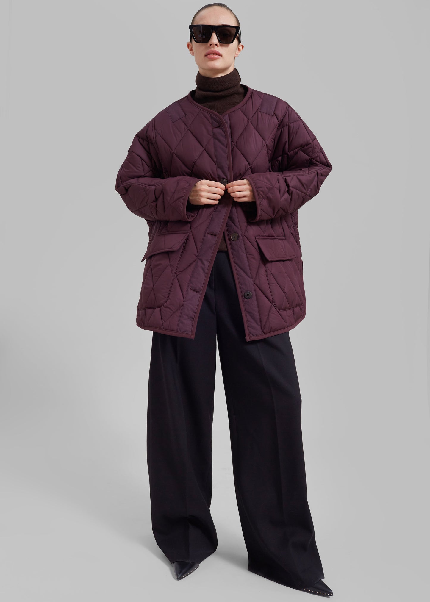 Teddy Quilted Jacket - Burgundy