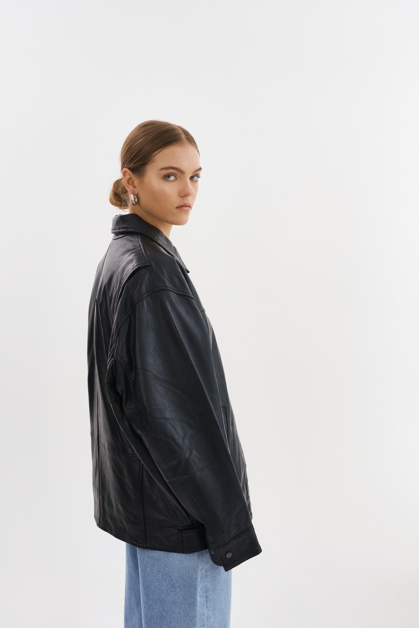 THEIA | Leather Bomber Jacket