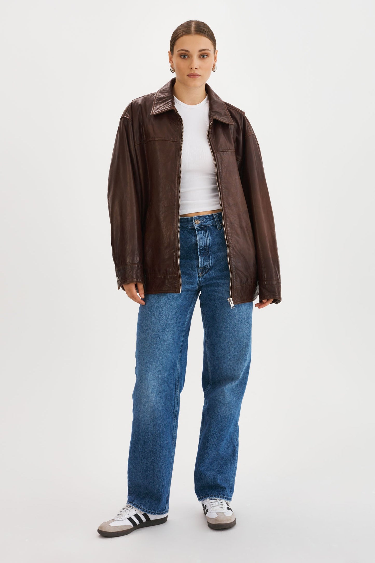 THEIA | Leather Bomber Jacket