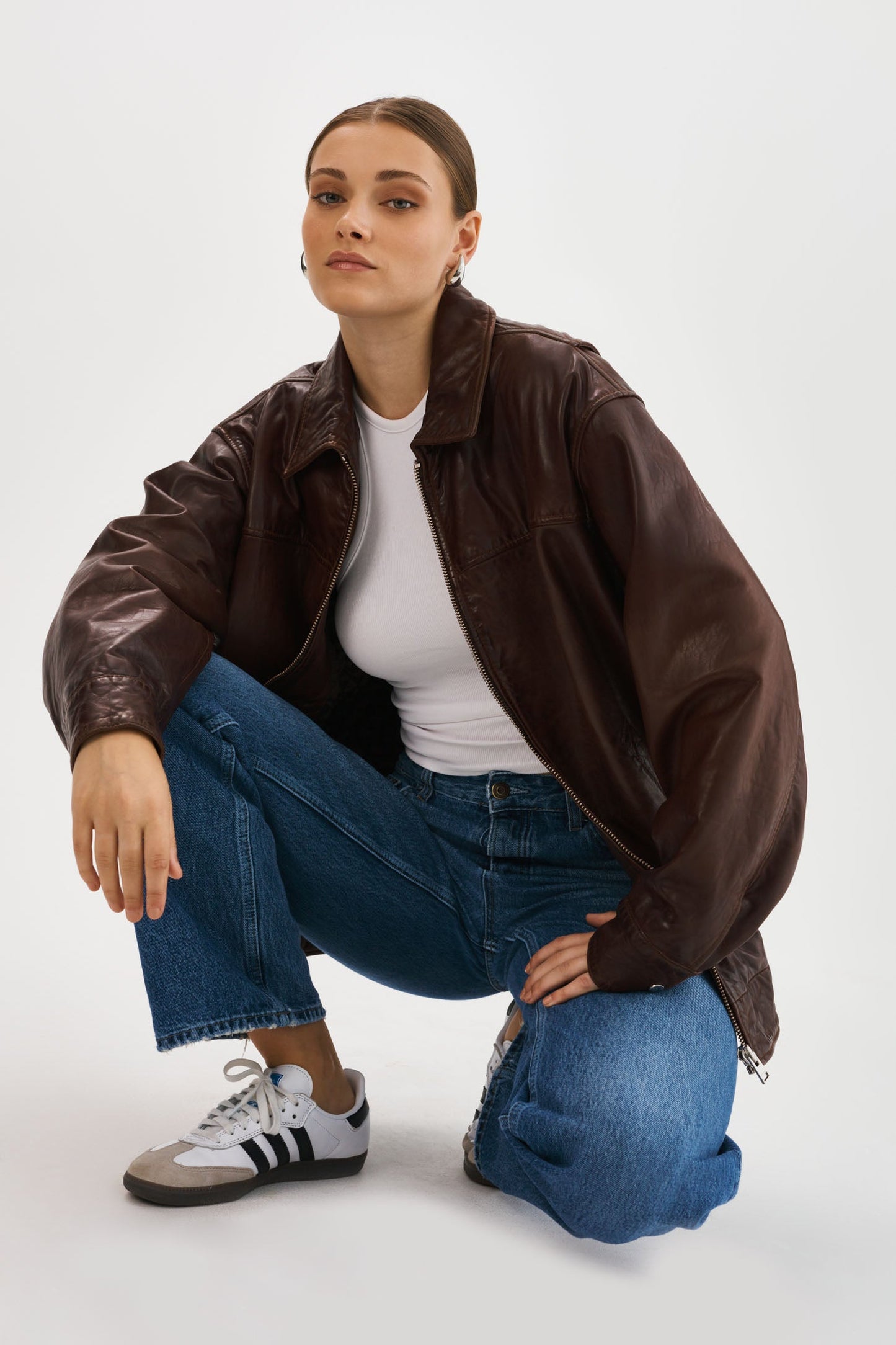 THEIA | Leather Bomber Jacket