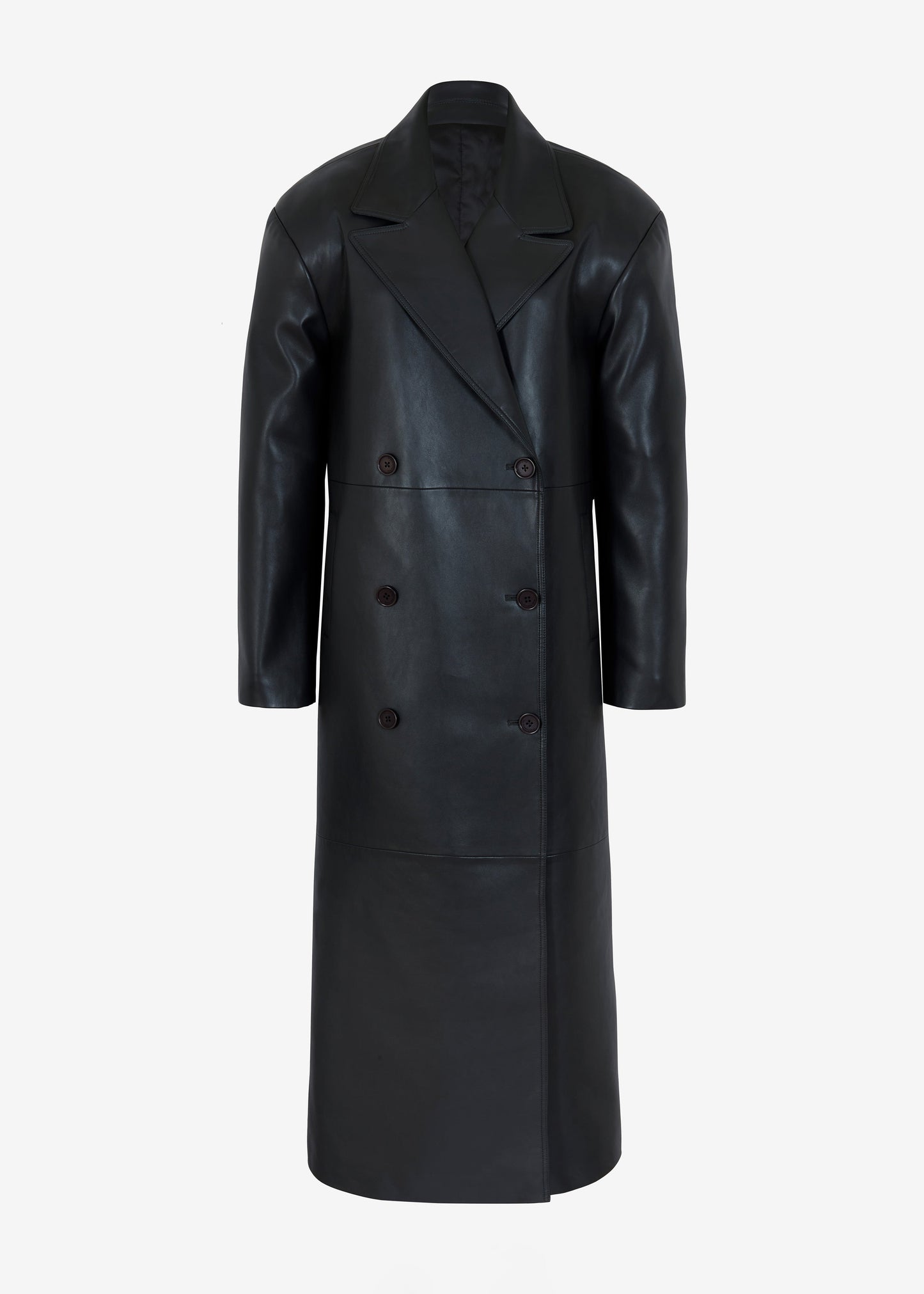 Tina Faux Leather Trench Coat - Black