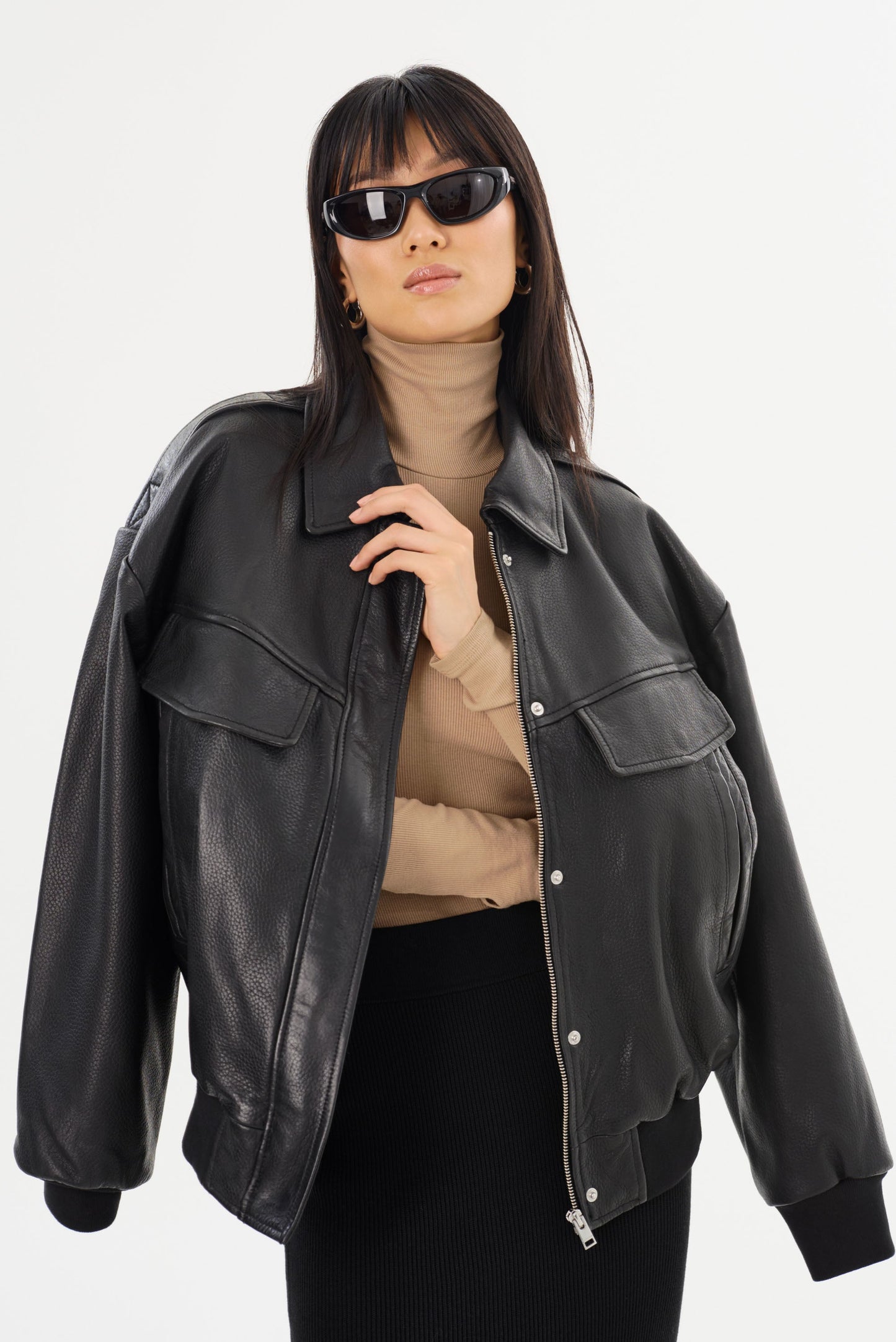 TREVANNA | Leather Bomber Jacket