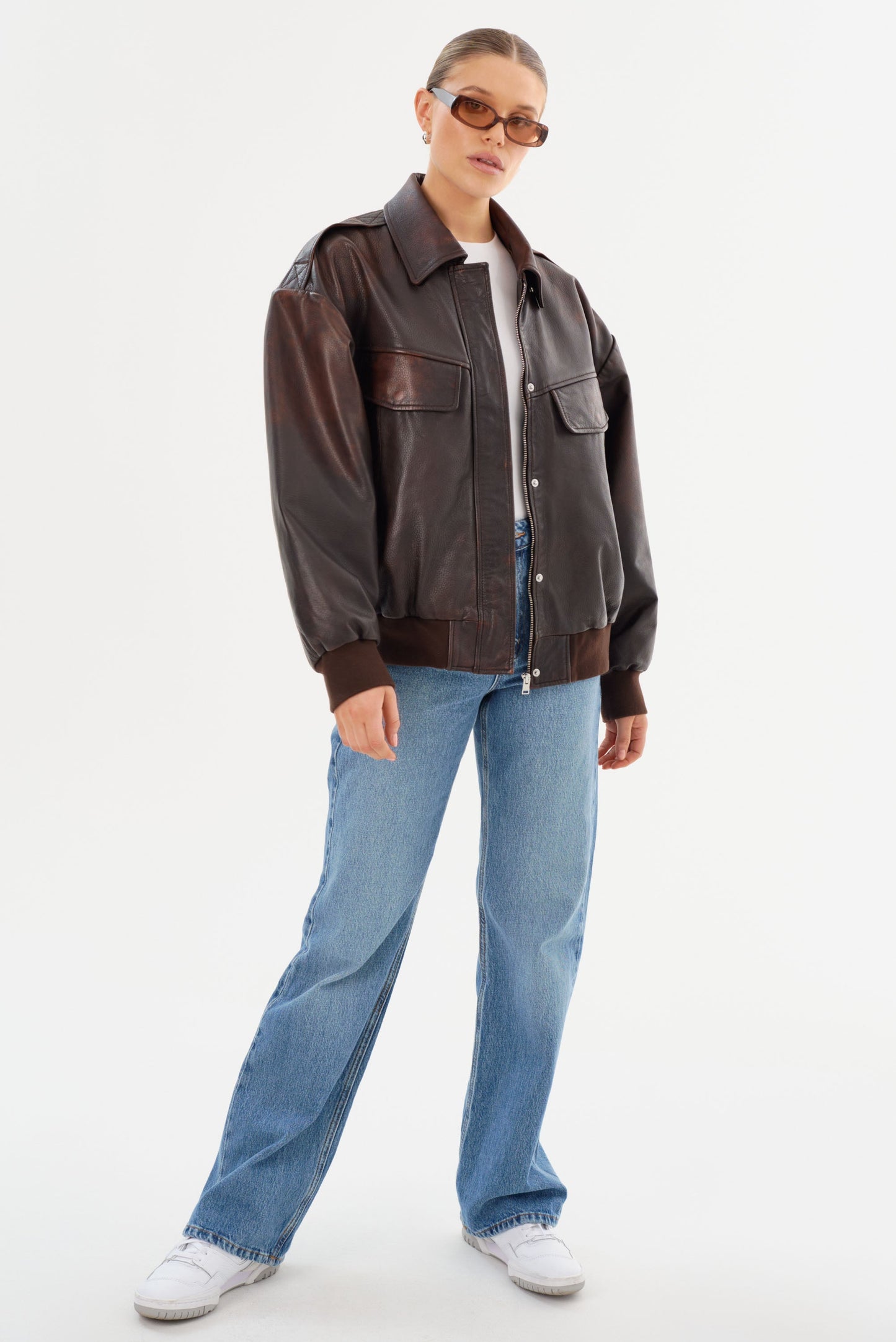 TREVANNA | Leather Bomber Jacket