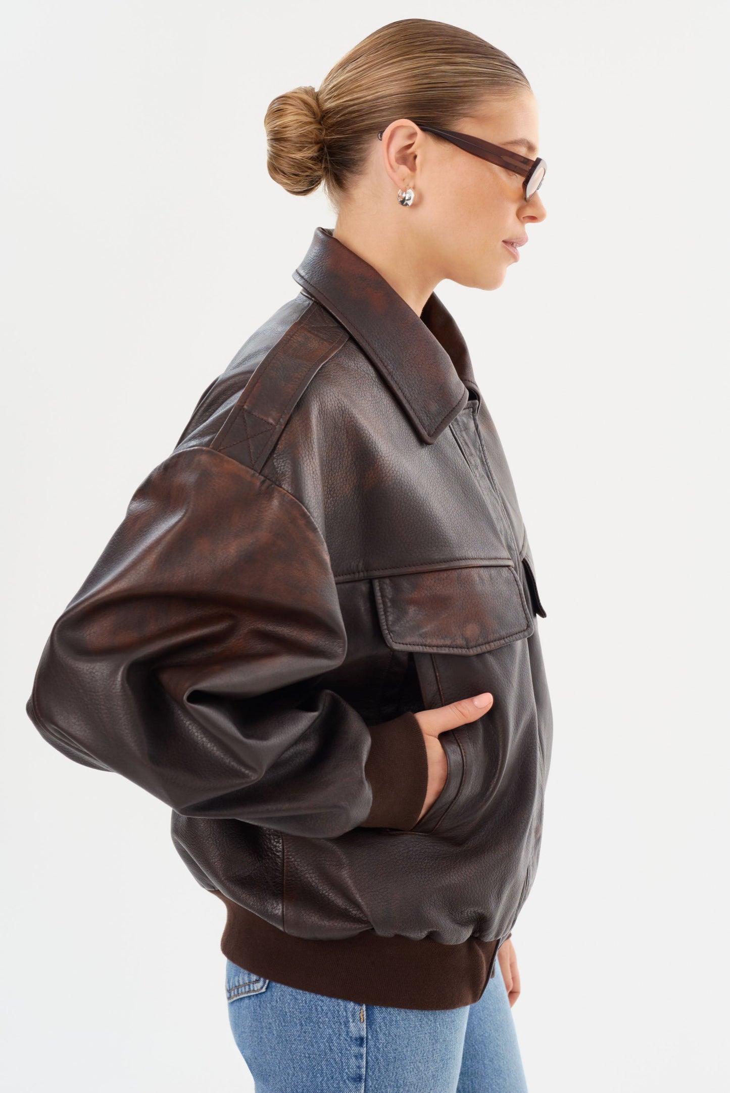 TREVANNA | Leather Bomber Jacket