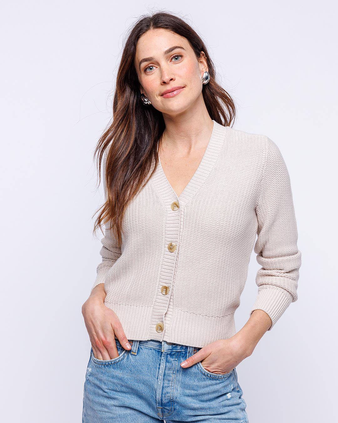 Textured Cropped Cardigan