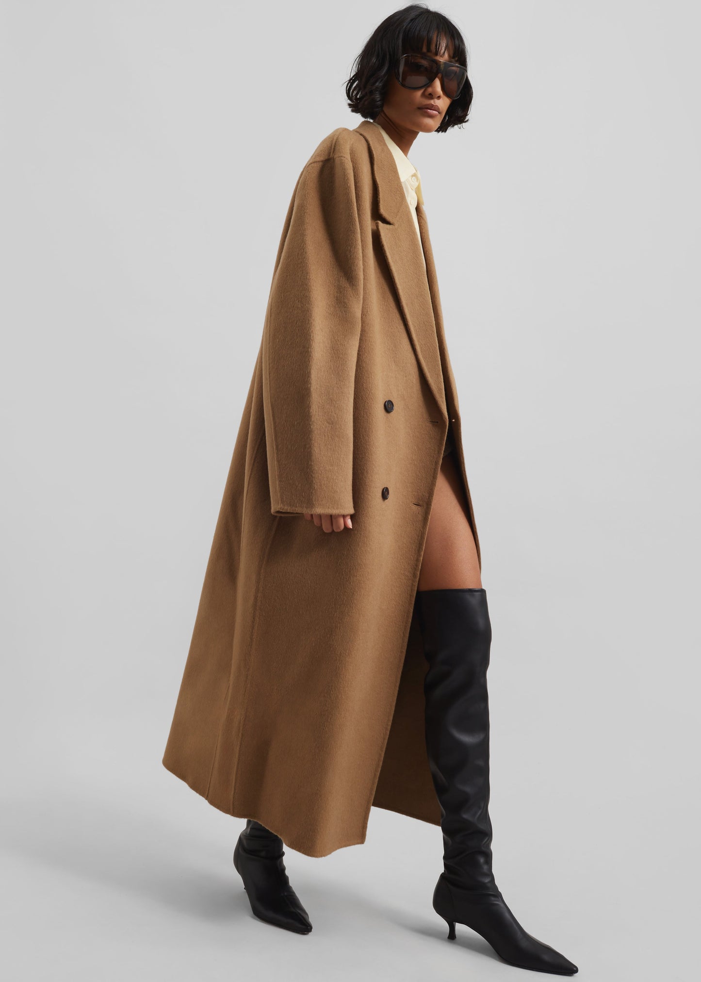 Veonce Oversized Wool Coat - Camel