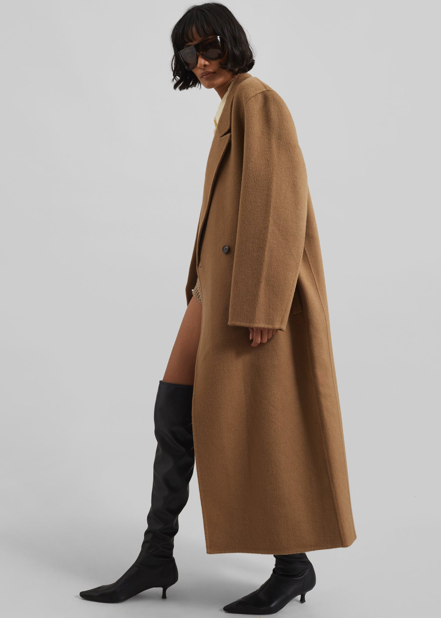 Veonce Oversized Wool Coat - Camel