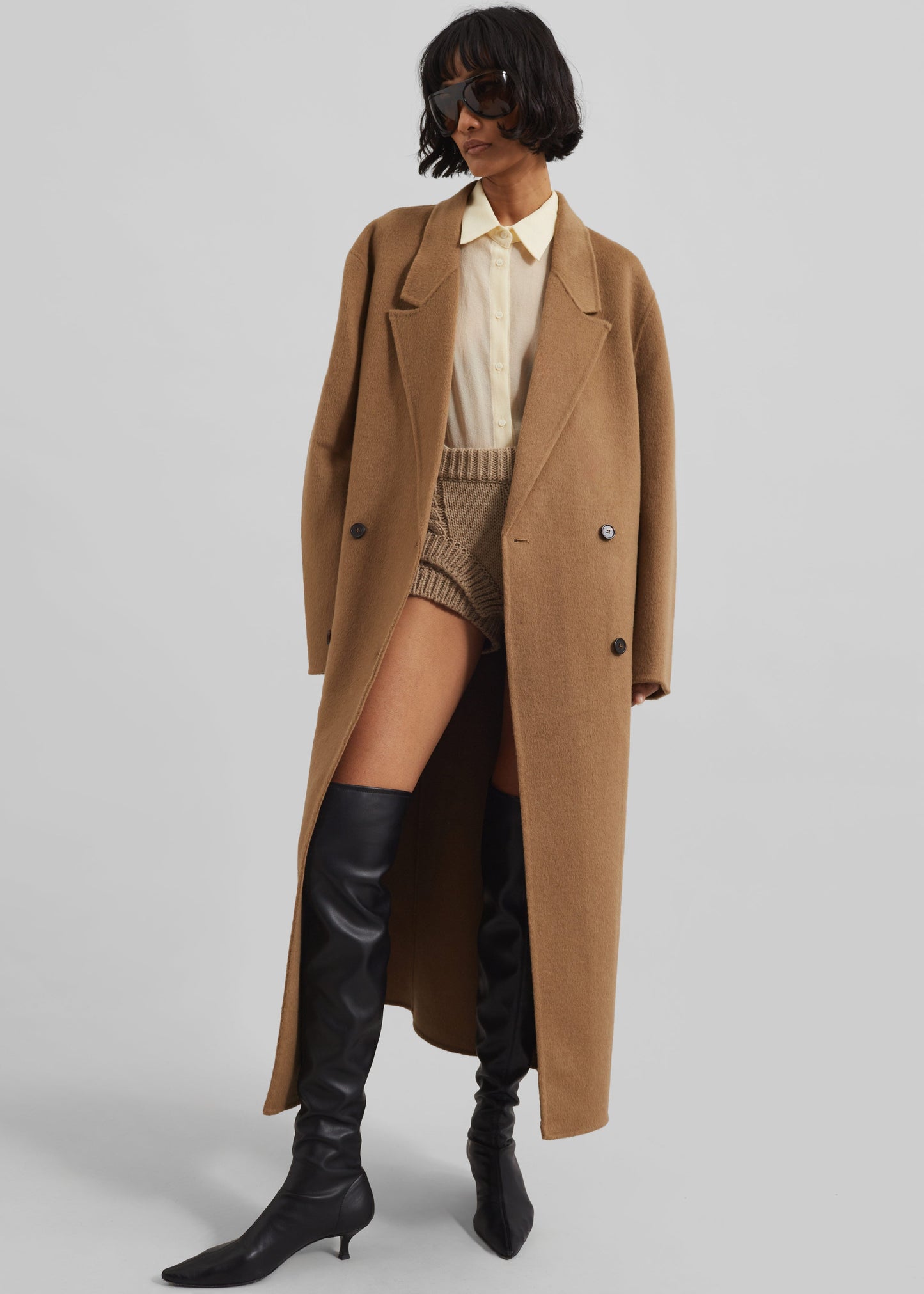 Veonce Oversized Wool Coat - Camel