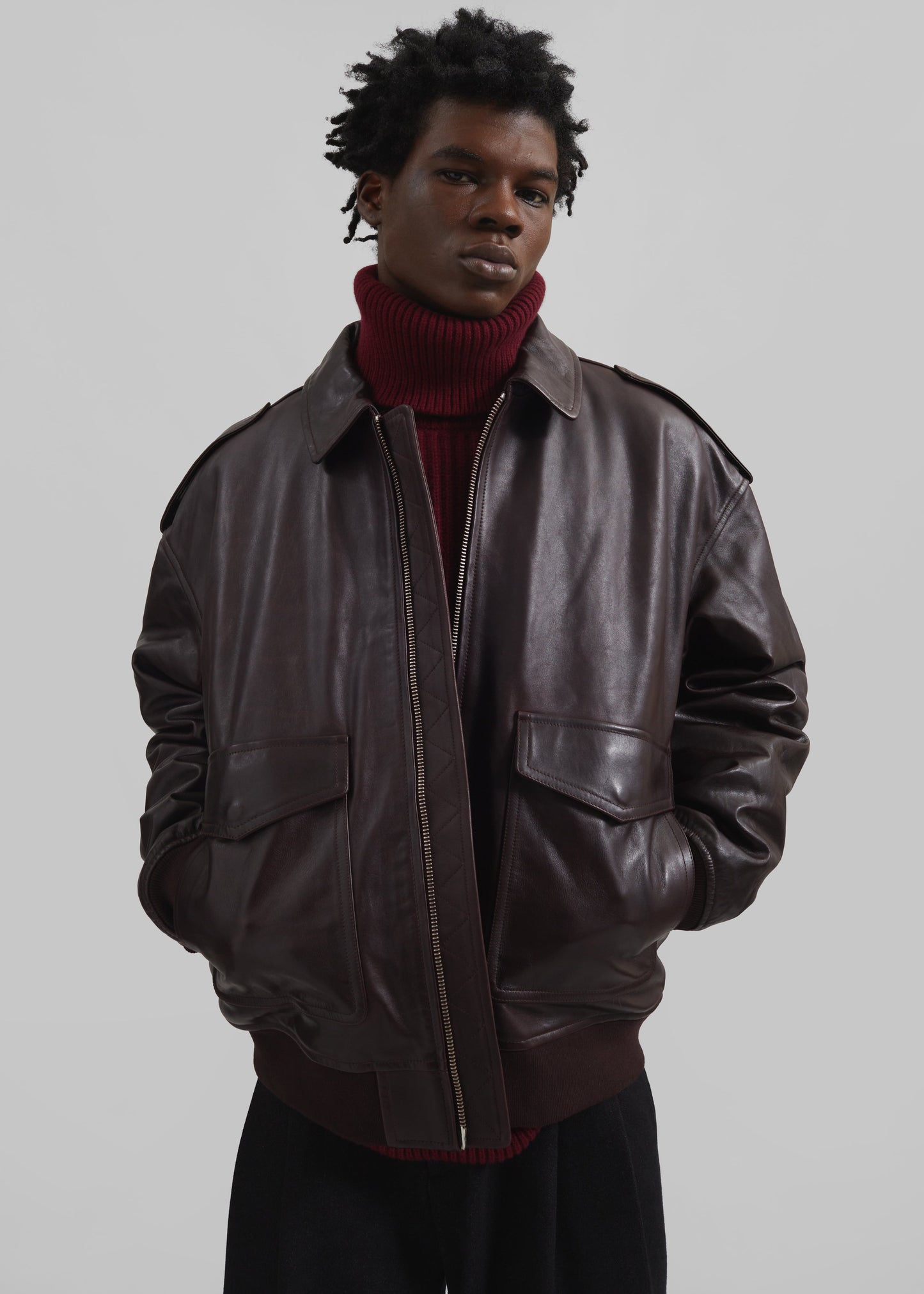 Viper Leather Jacket - Dark Plum