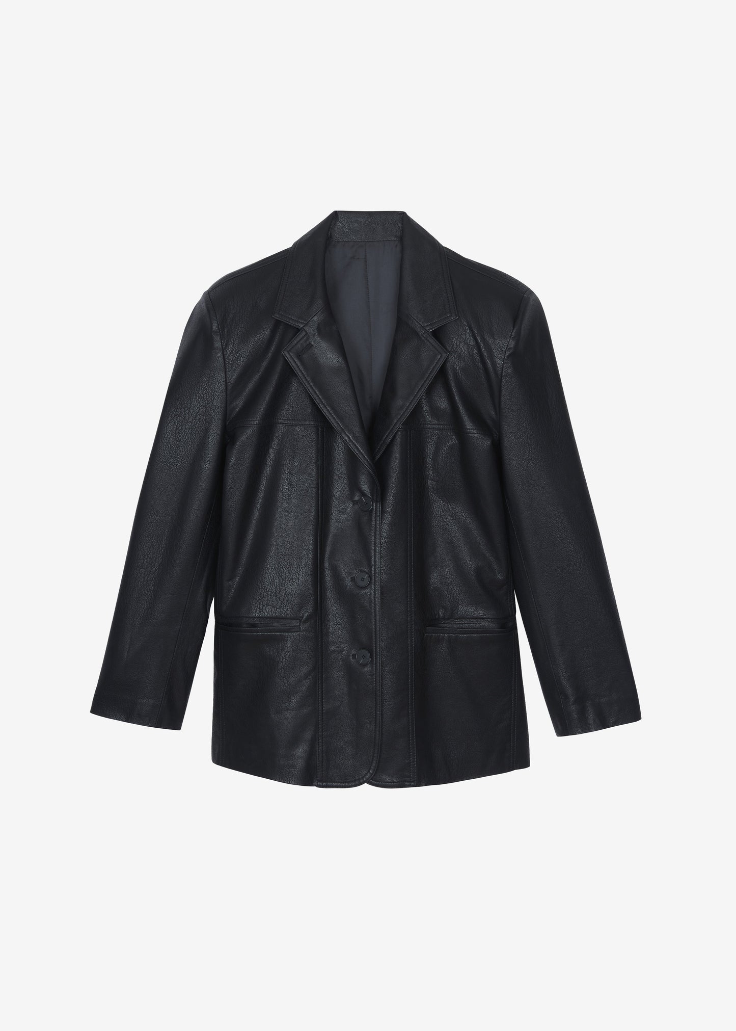 Windham Faux Leather Blazer - Black