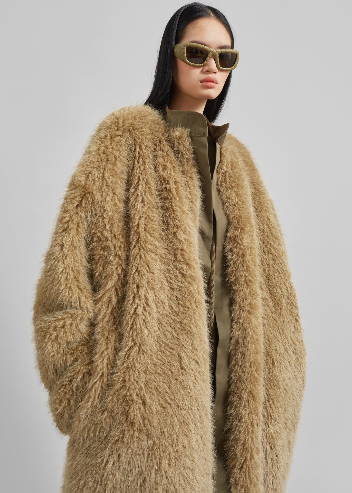 Winford Reversible Fur Coat - Khaki