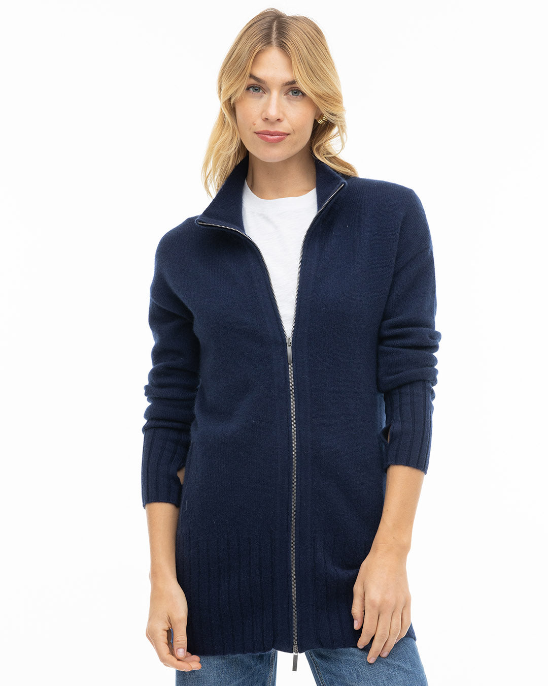 Cashmere Zip Up Cardigan