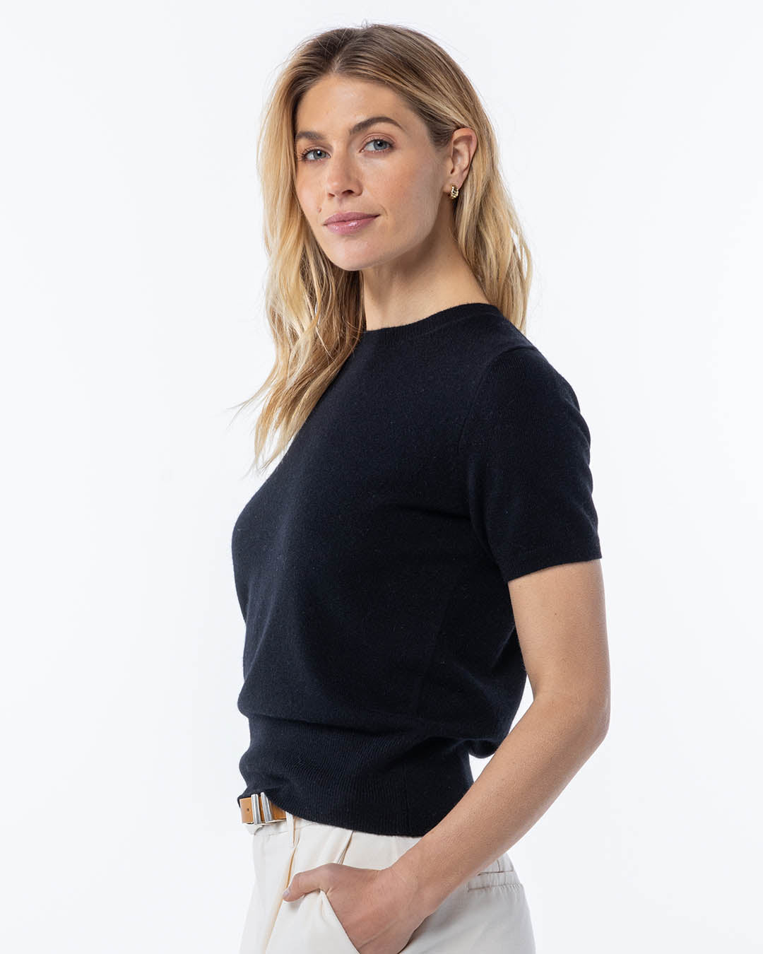 Short Sleeve Cashmere Crew