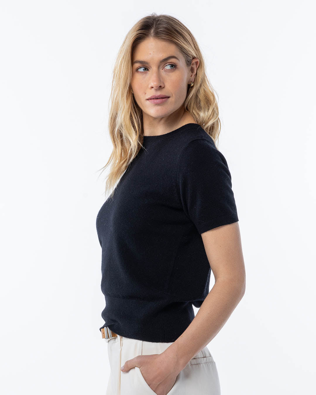 Short Sleeve Cashmere Crew