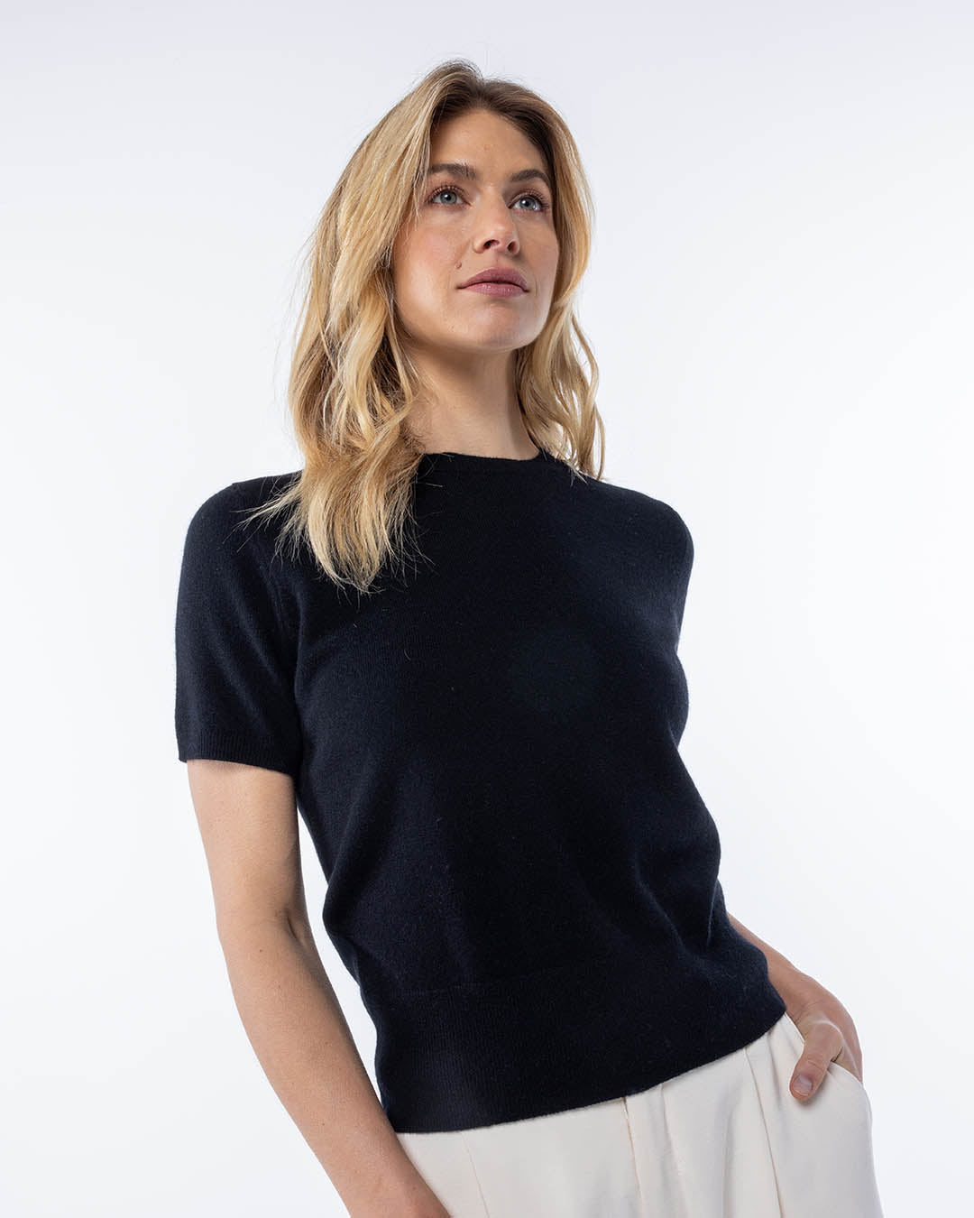 Short Sleeve Cashmere Crew