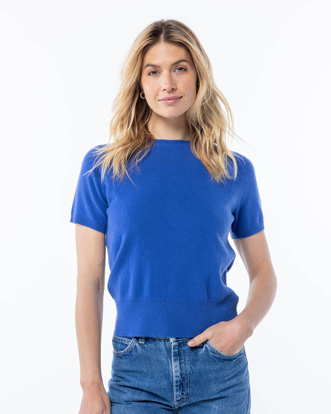 Short Sleeve Cashmere Crew