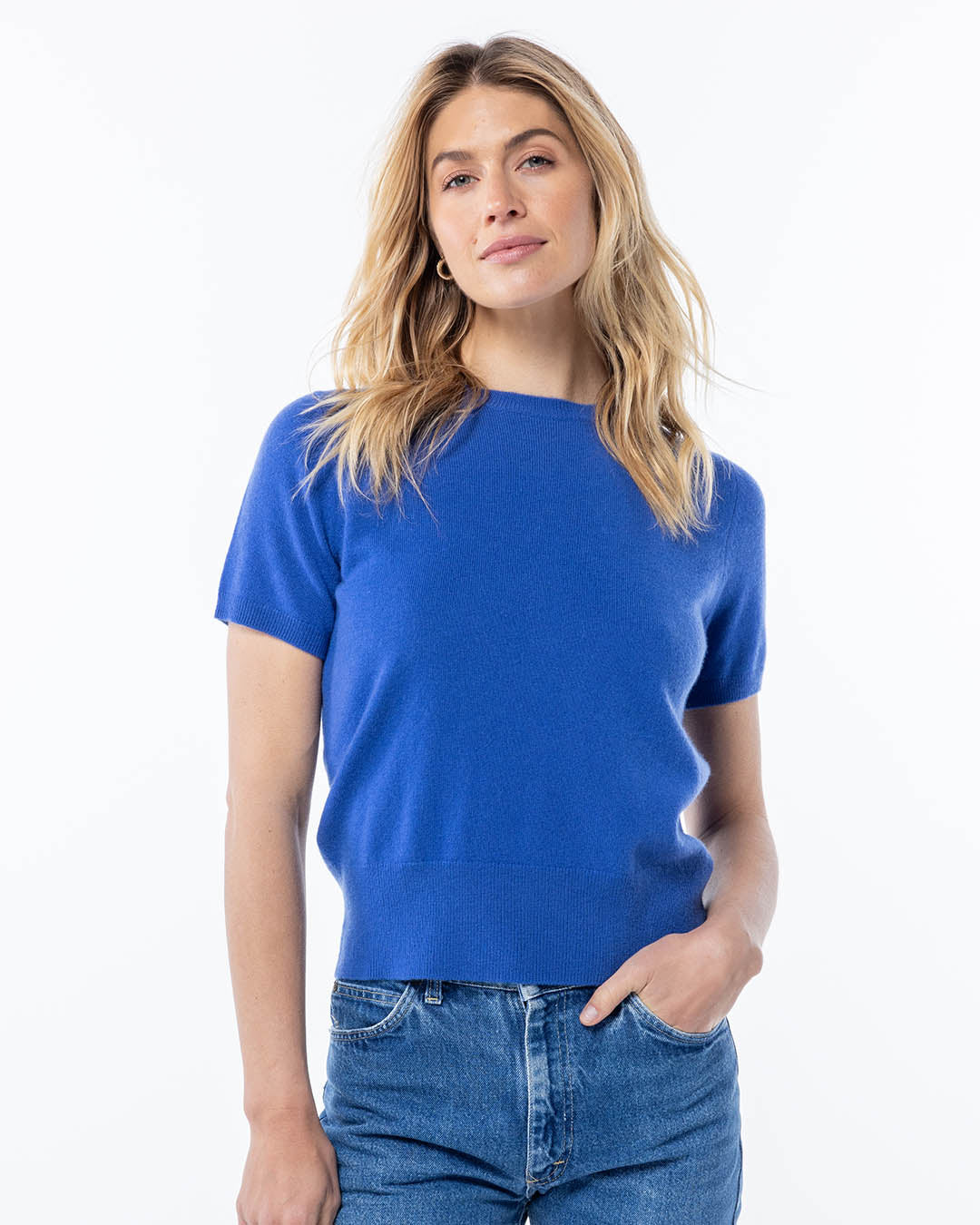 Short Sleeve Cashmere Crew