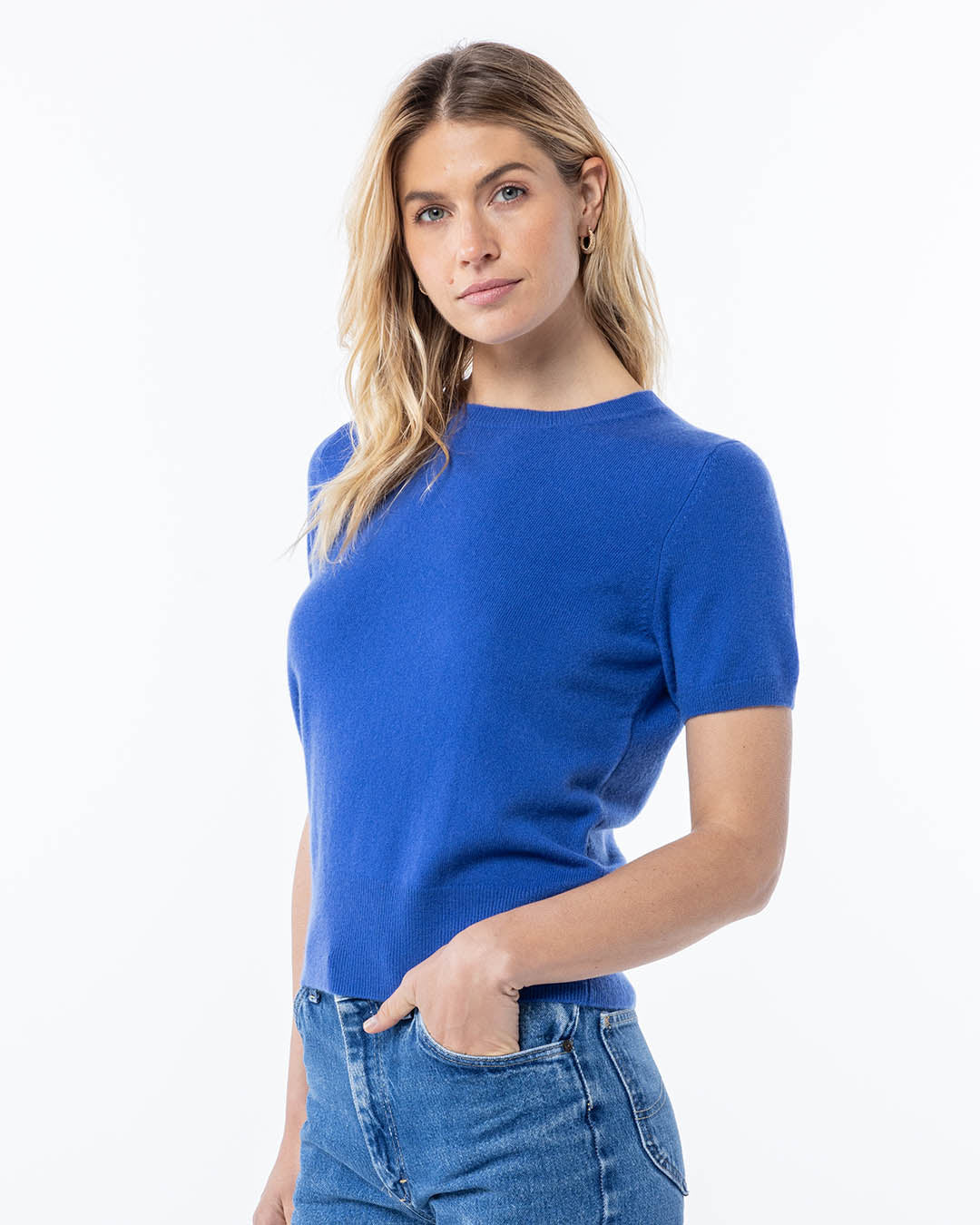 Short Sleeve Cashmere Crew