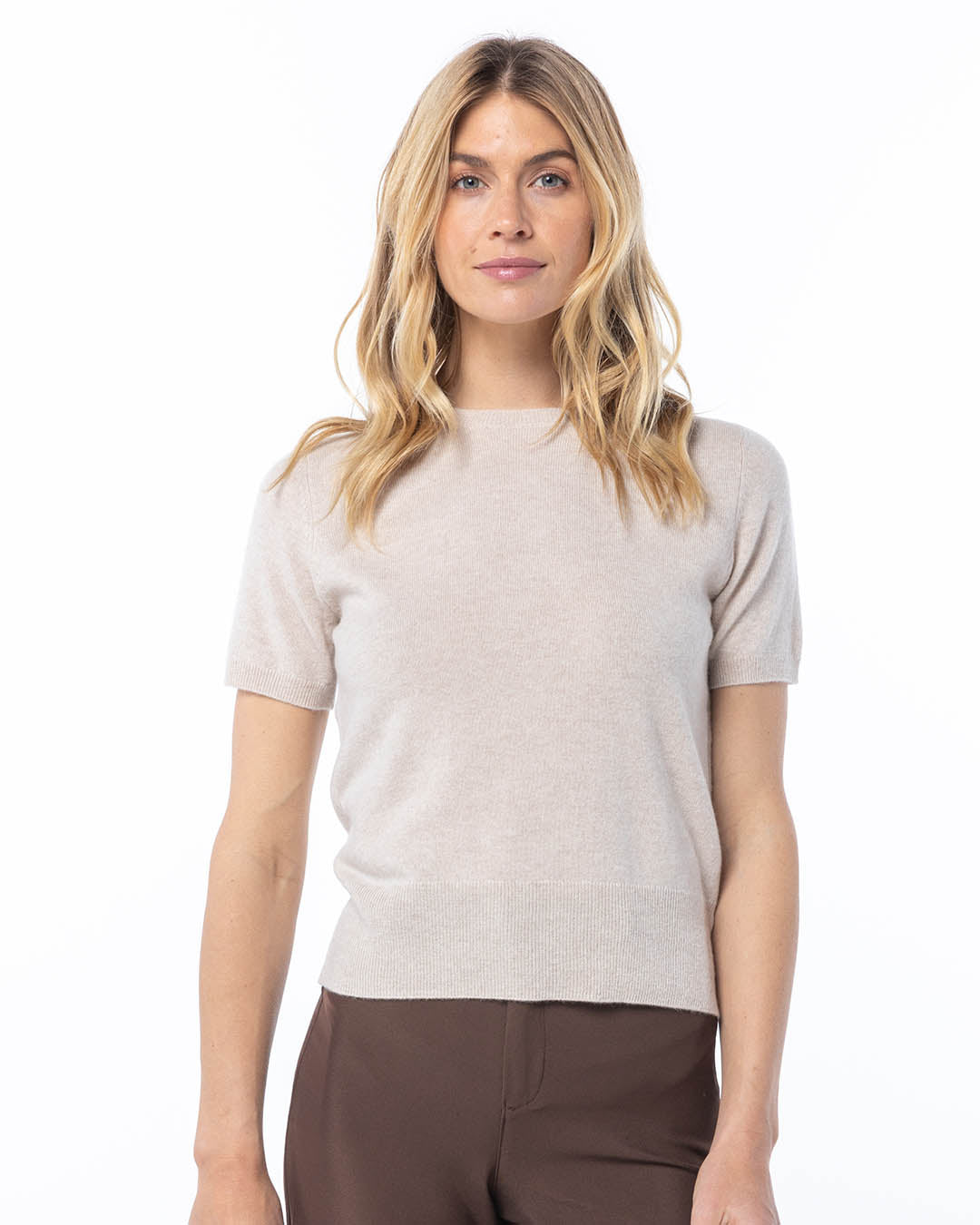 Short Sleeve Cashmere Crew