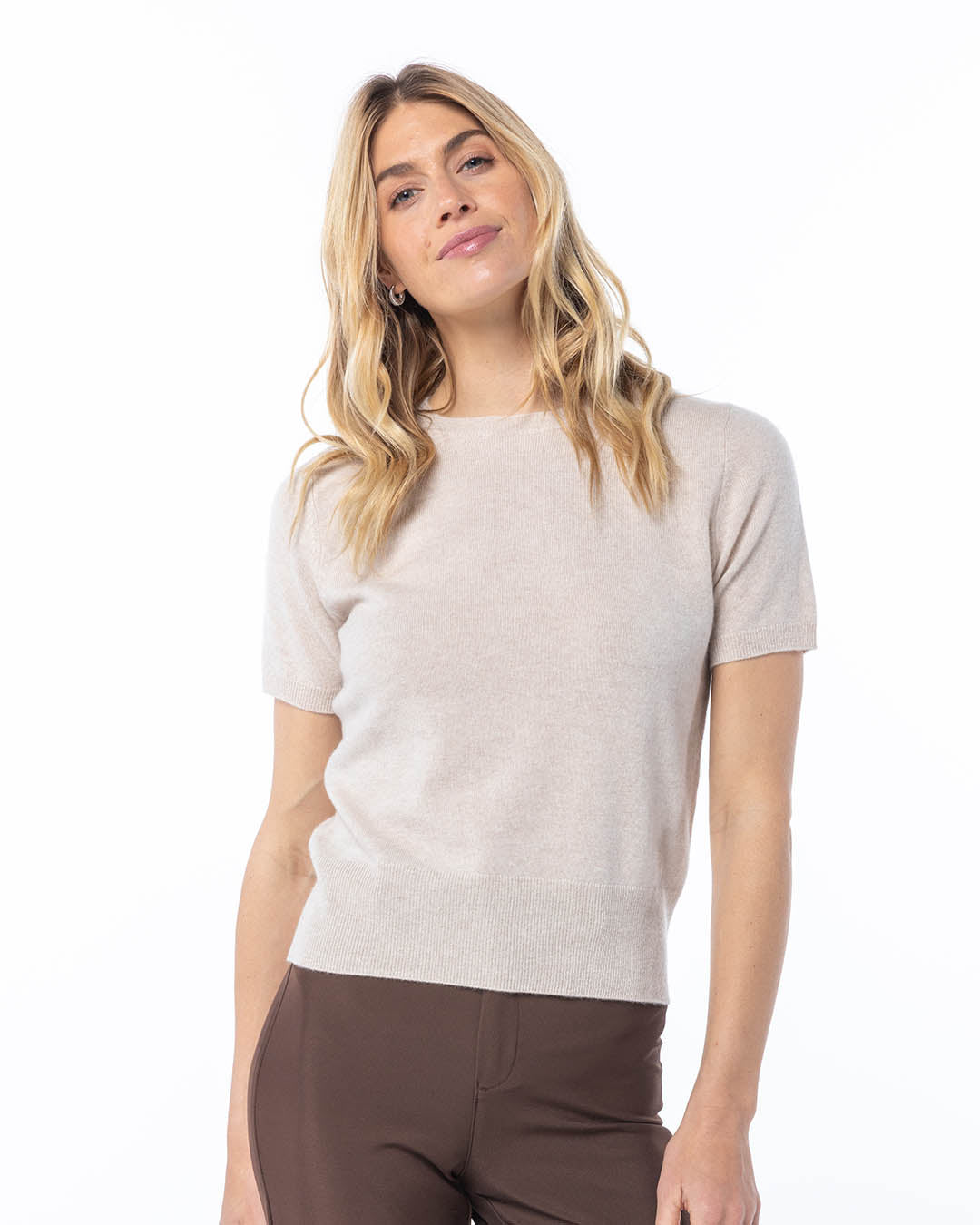 Short Sleeve Cashmere Crew