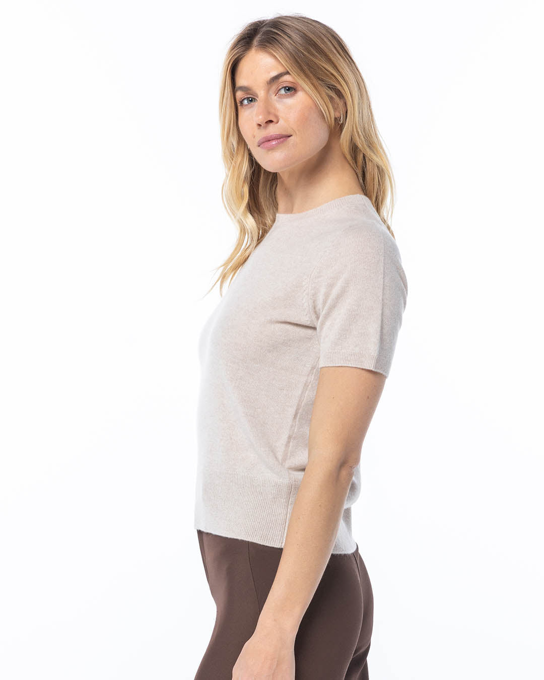 Short Sleeve Cashmere Crew