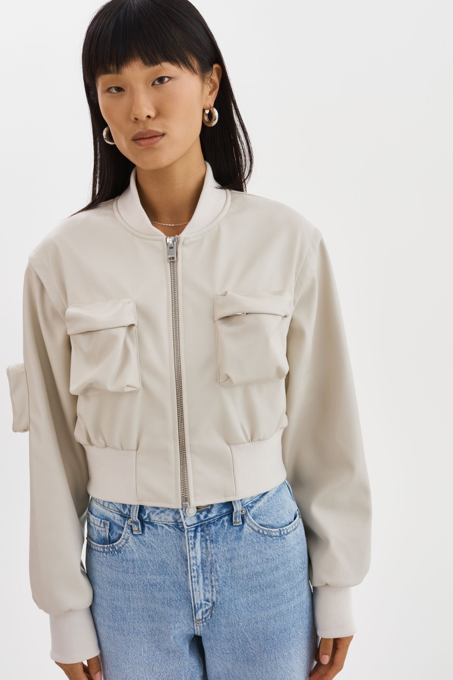 XAIA | Faux Leather Convertible Bomber Jacket