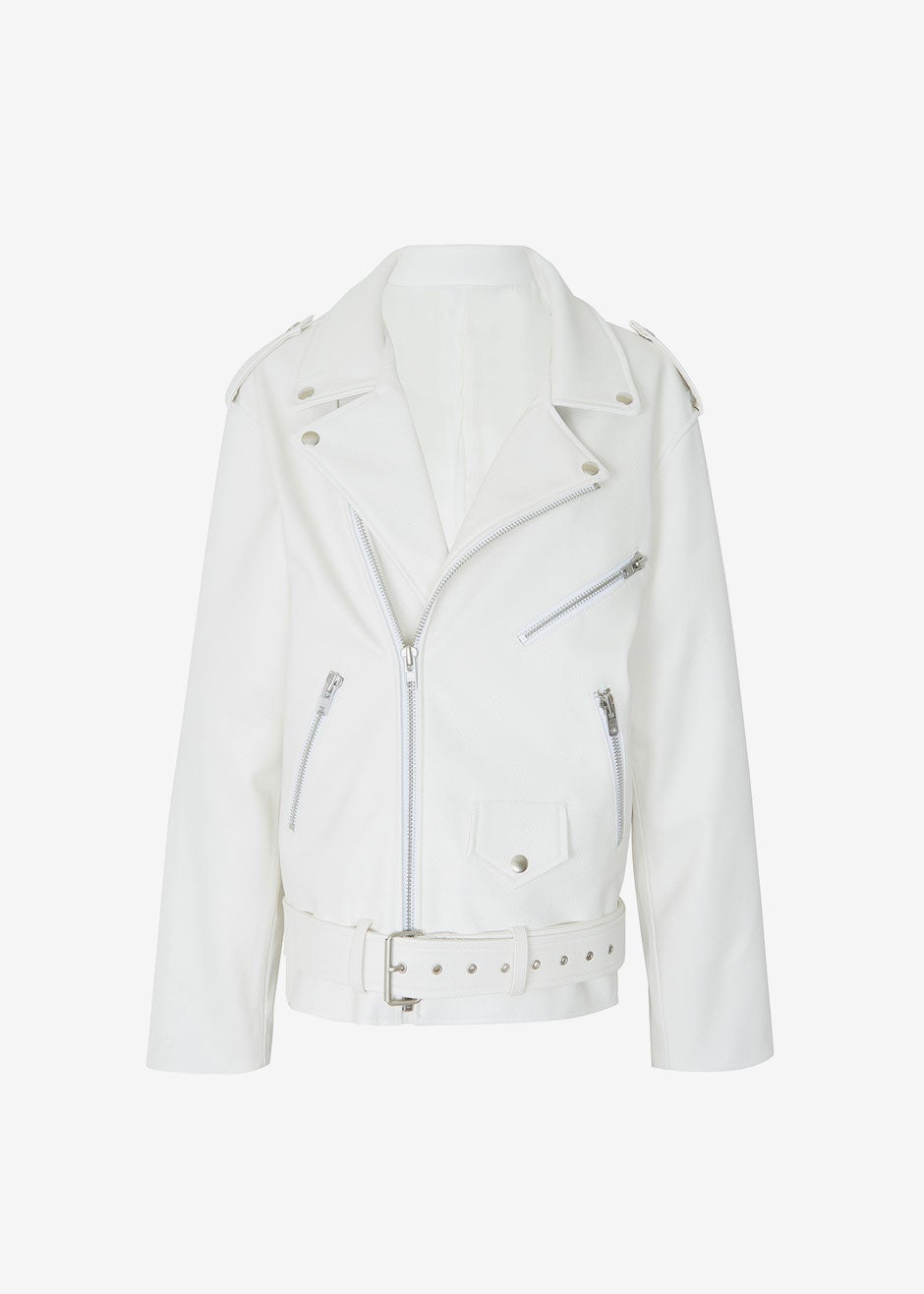 Aria Faux Leather Jacket - White