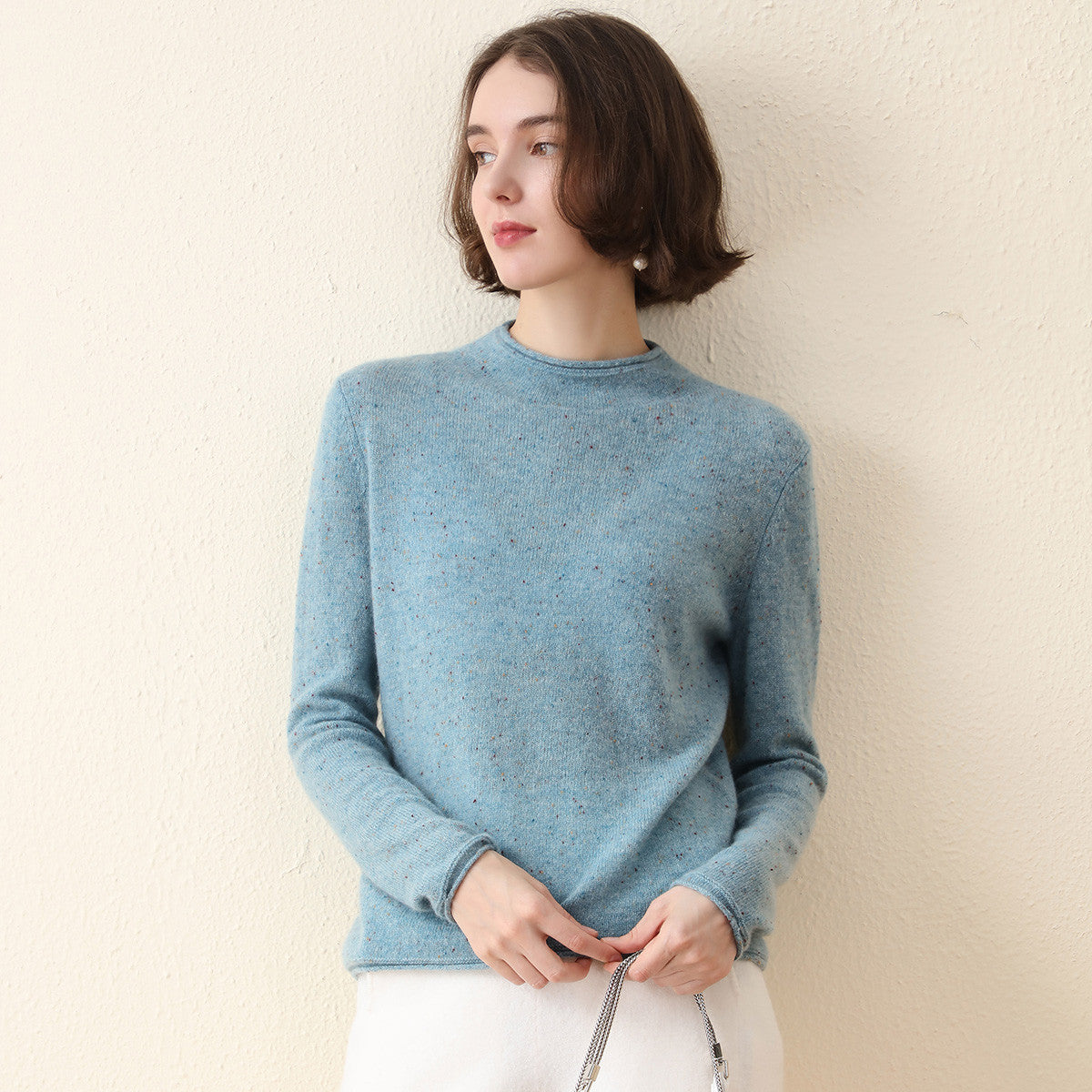 100% Cashmere Womens Round Neck Knit sweater