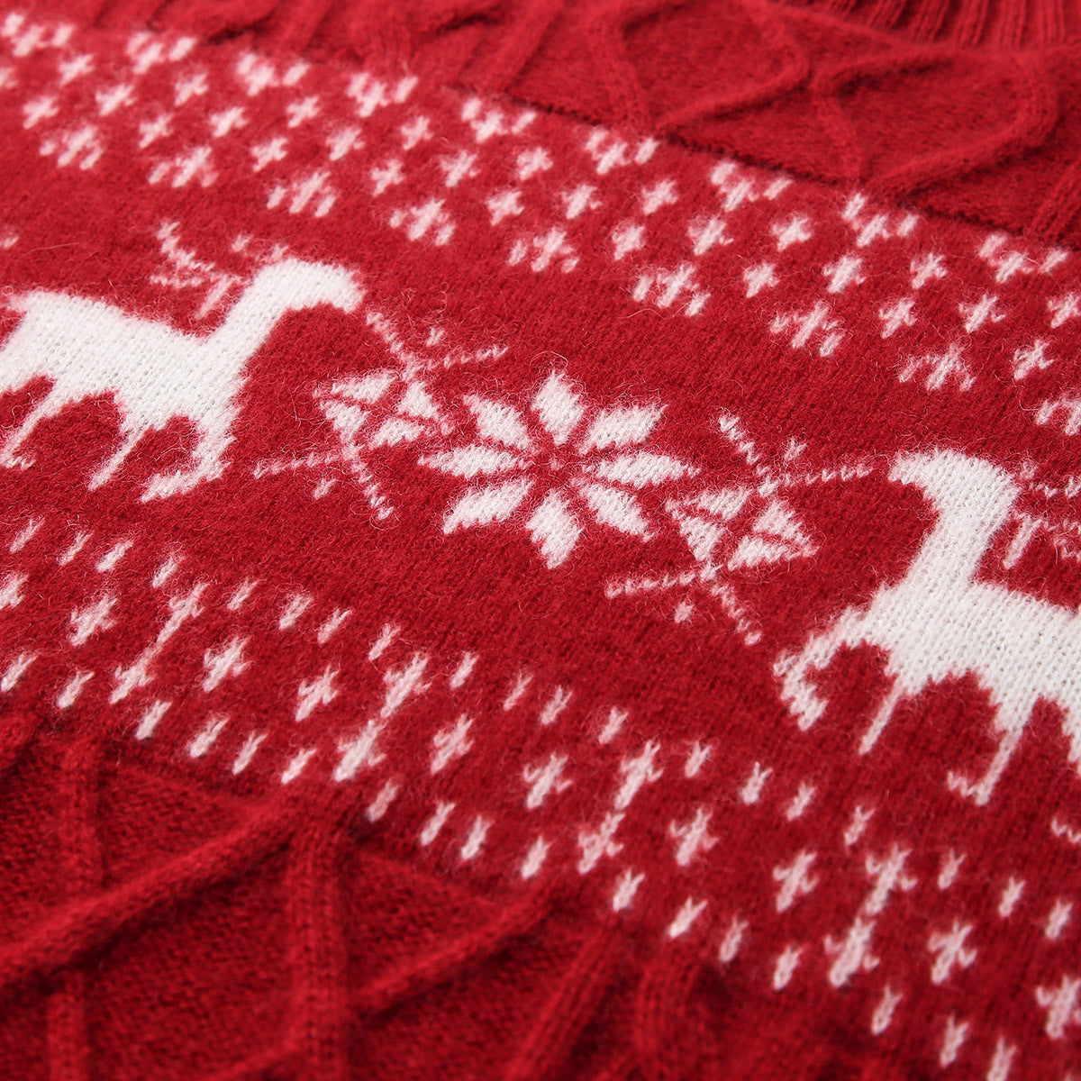 100% Cashmere Cozy Reindeer Fair Isle Knit Sweater