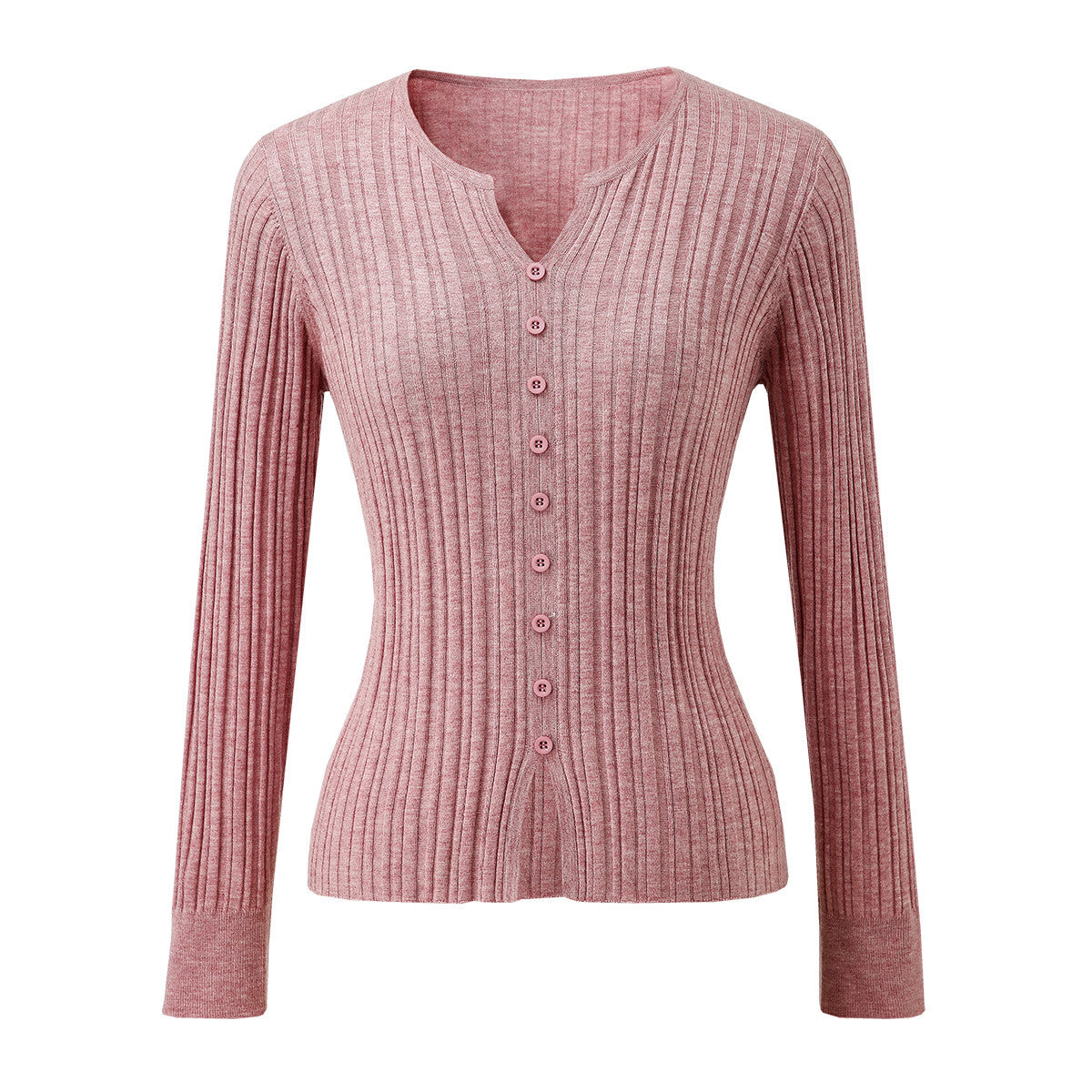 Womens Ribbed V-Neck Faux Cardigan Sweater