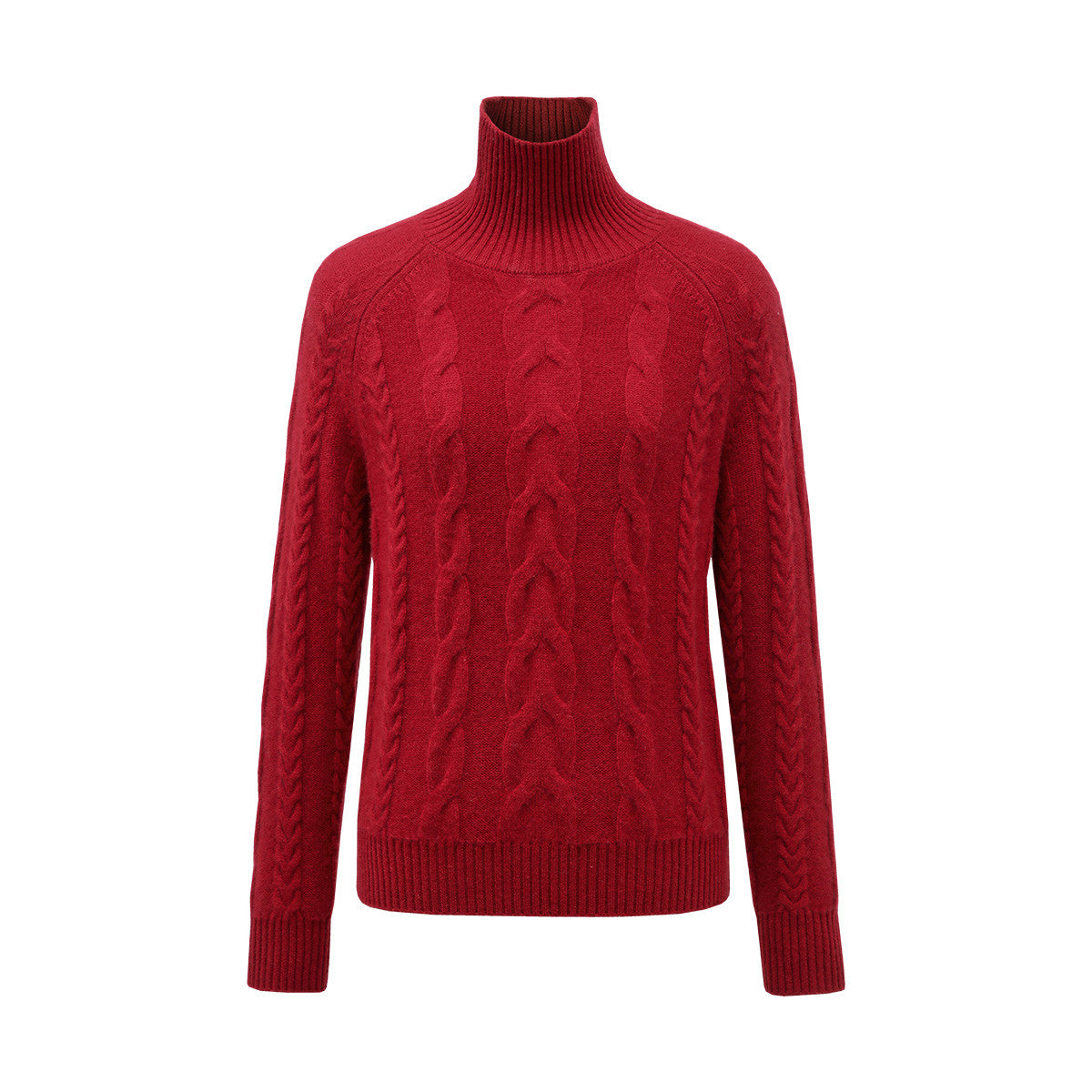 100% Cashmere Womens Turtleneck Cable Knit Sweater