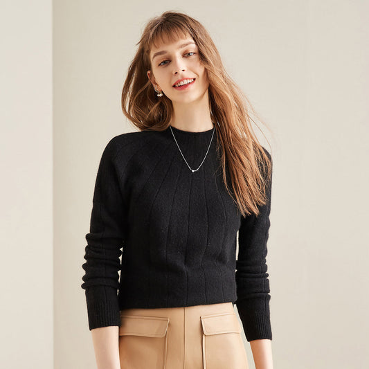 100% Cashmere Ribbed Knit Pullover Sweater